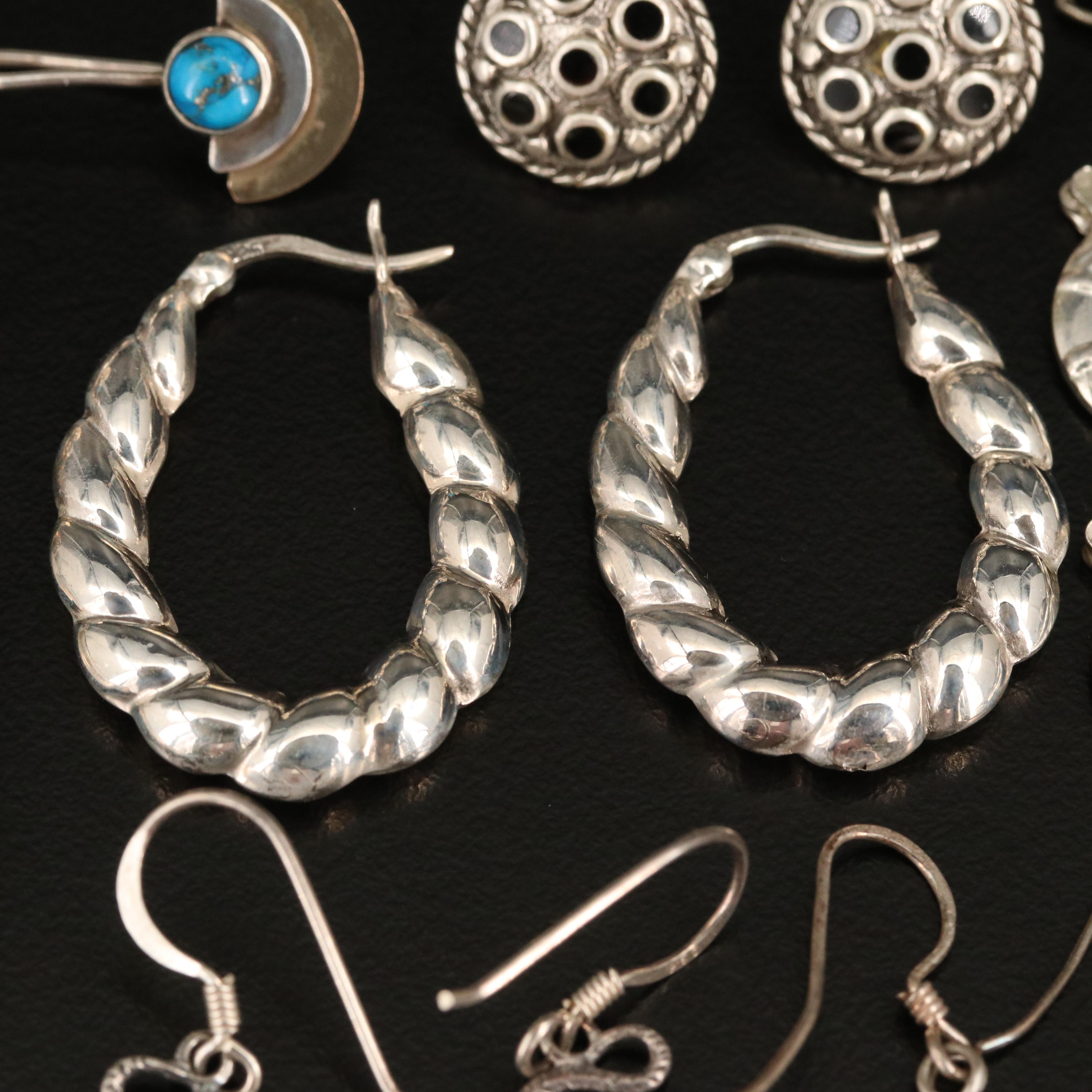 Sterling Earrings Including Turquoise, 800 Silver and Snakes