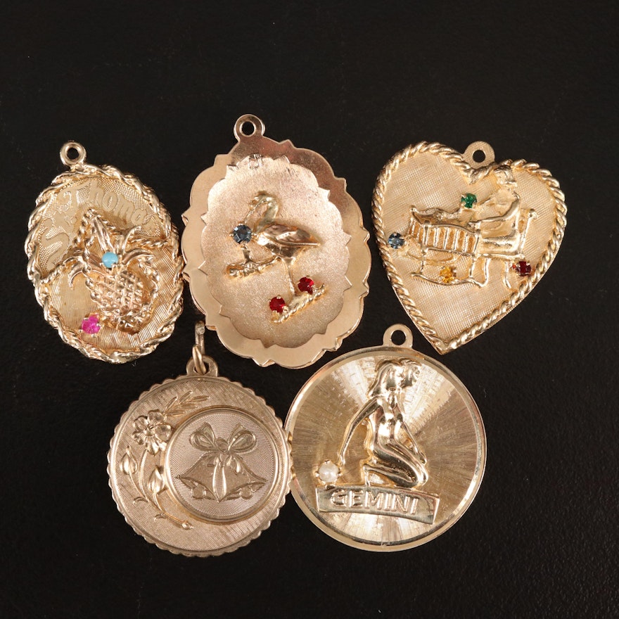 Vintage 14K Ruby and Pearl Pendants Featuring Ostby & Barton