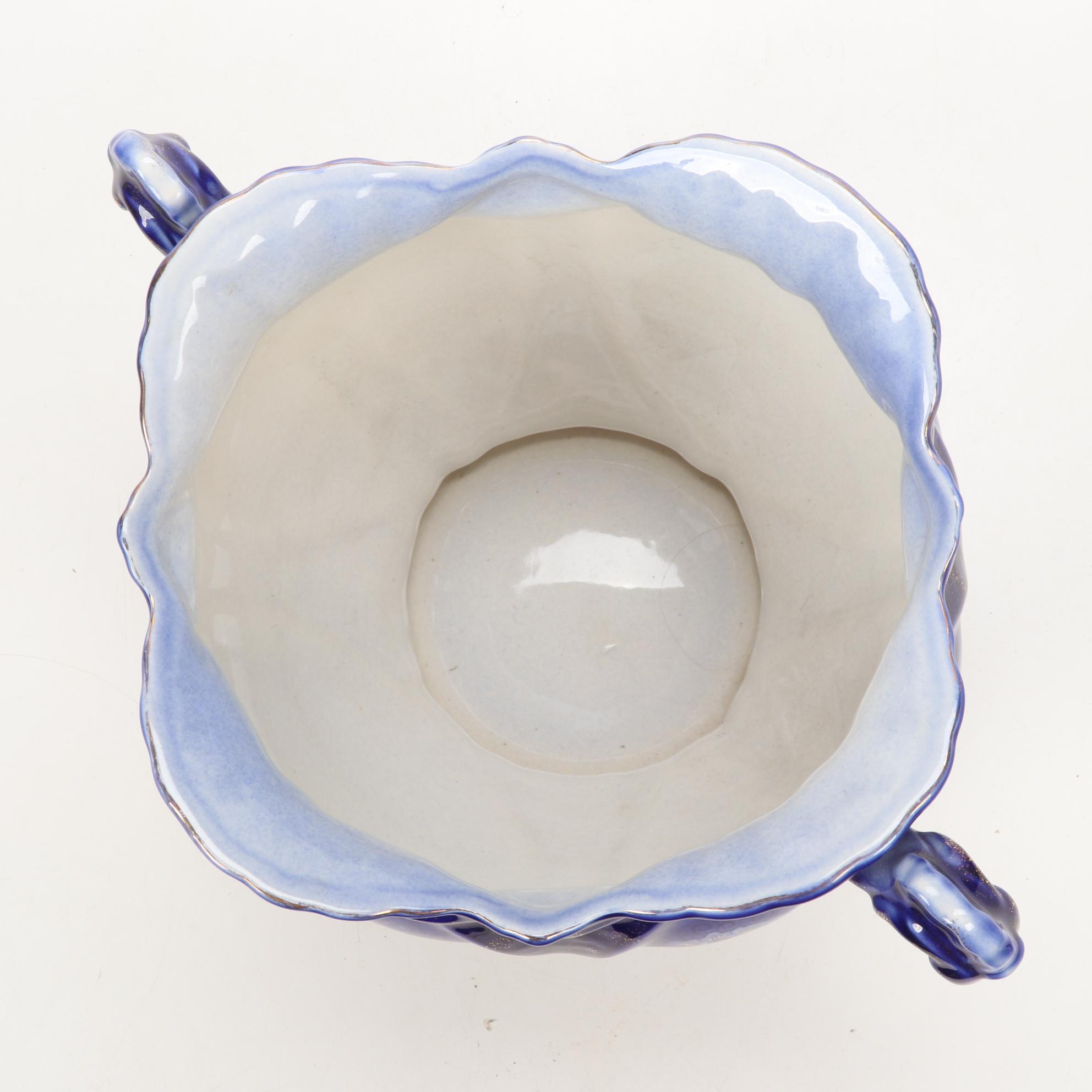 W.W.R. & Co. Porcelain Transferware Jardiniere with Gilt Accents