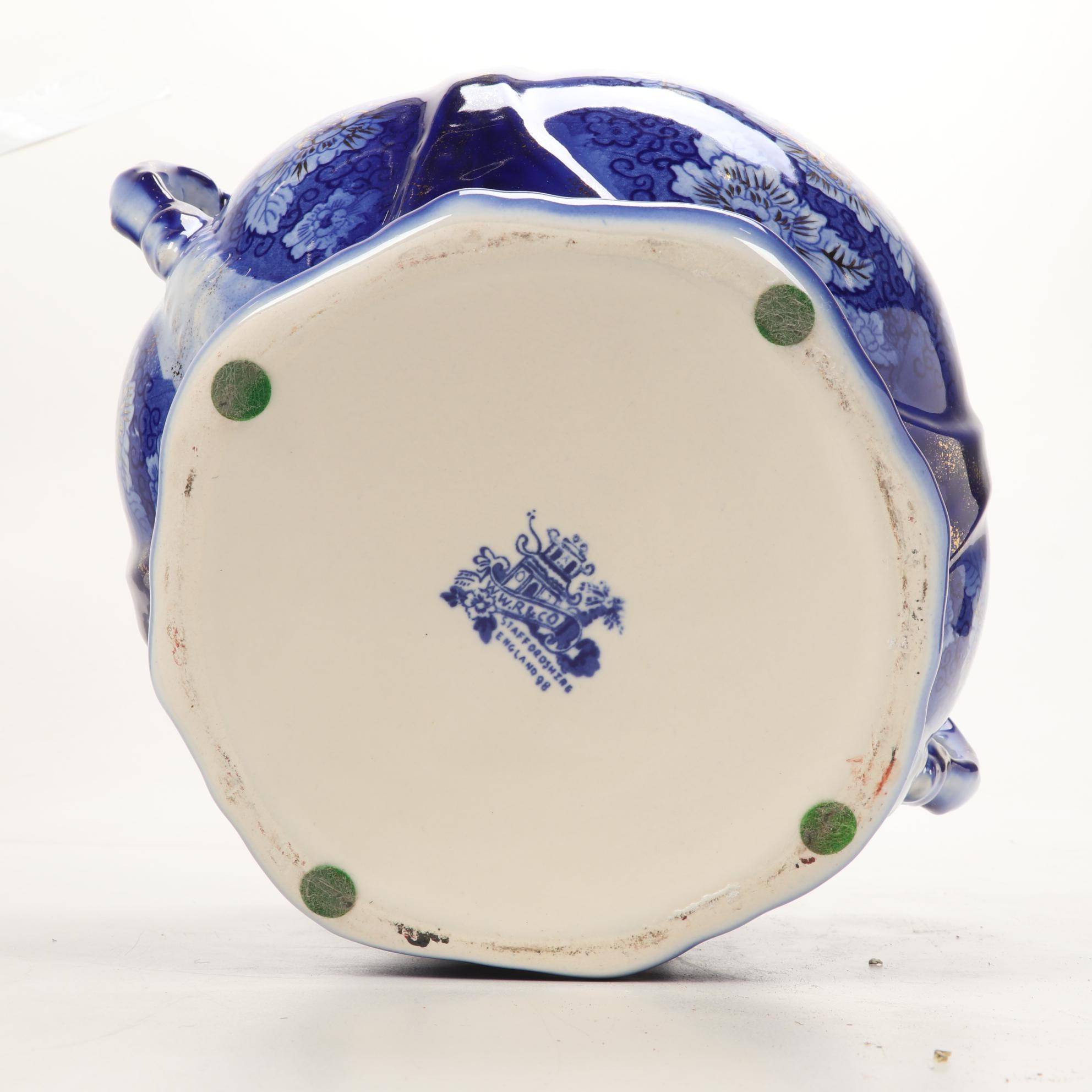 W.W.R. & Co. Porcelain Transferware Jardiniere with Gilt Accents