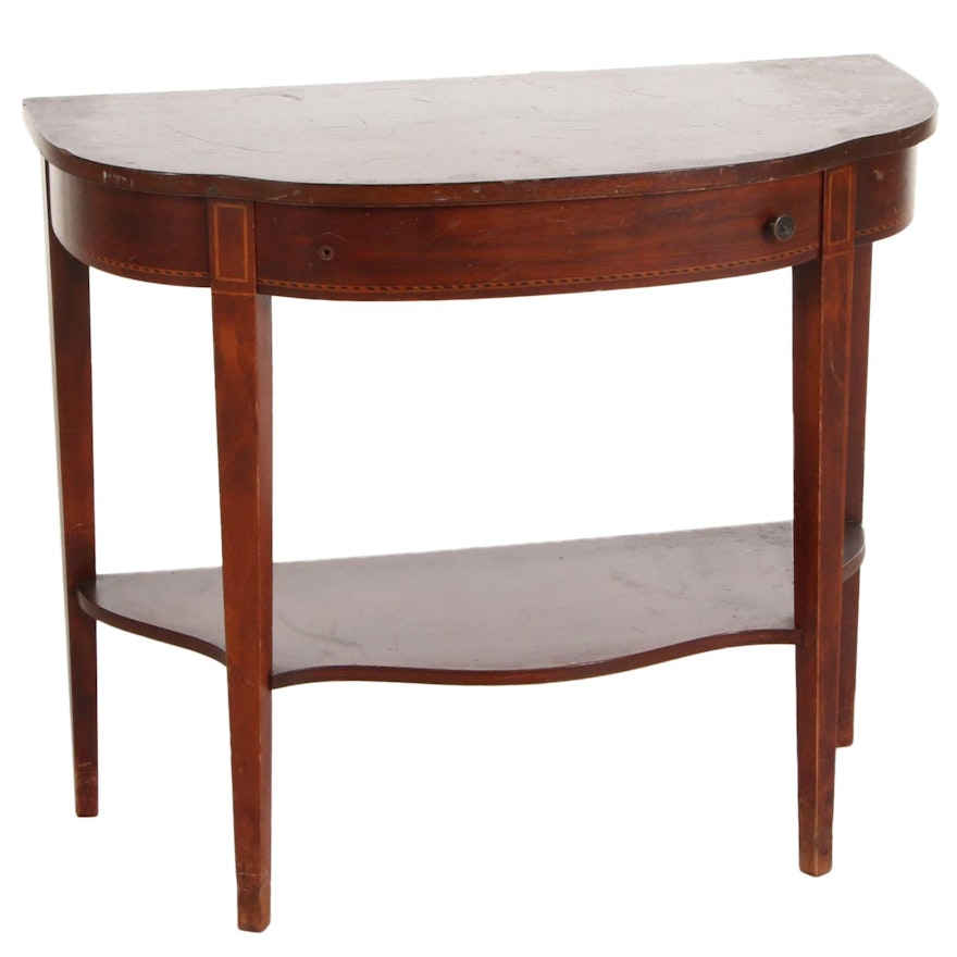 Mersman Federal Style Mahogany and Banded-Inlay Serpentine Tiered Table