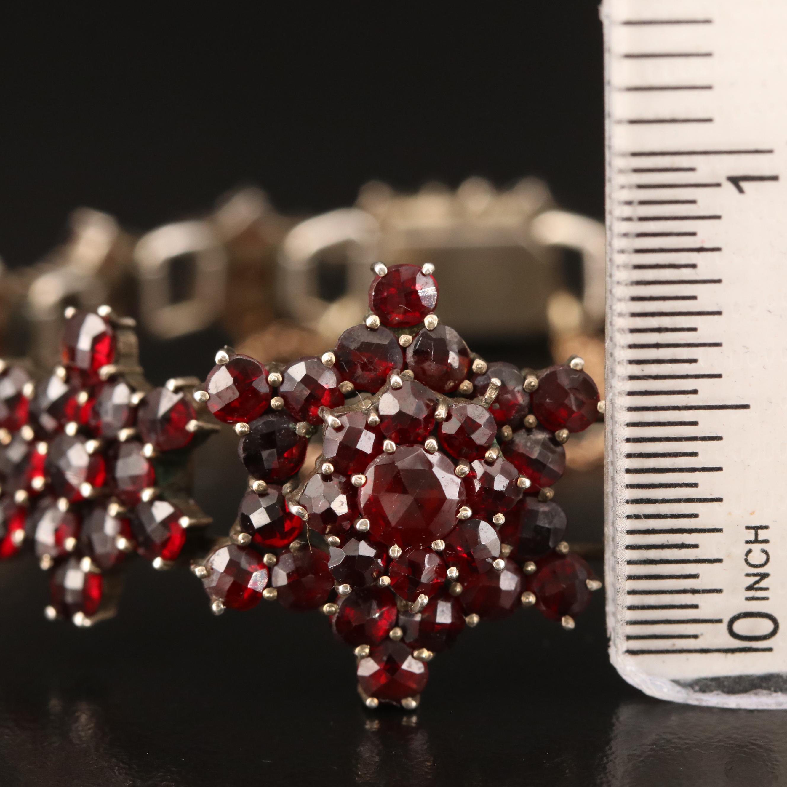 1930s 800 Silver Bohemian Garnet Bracelet