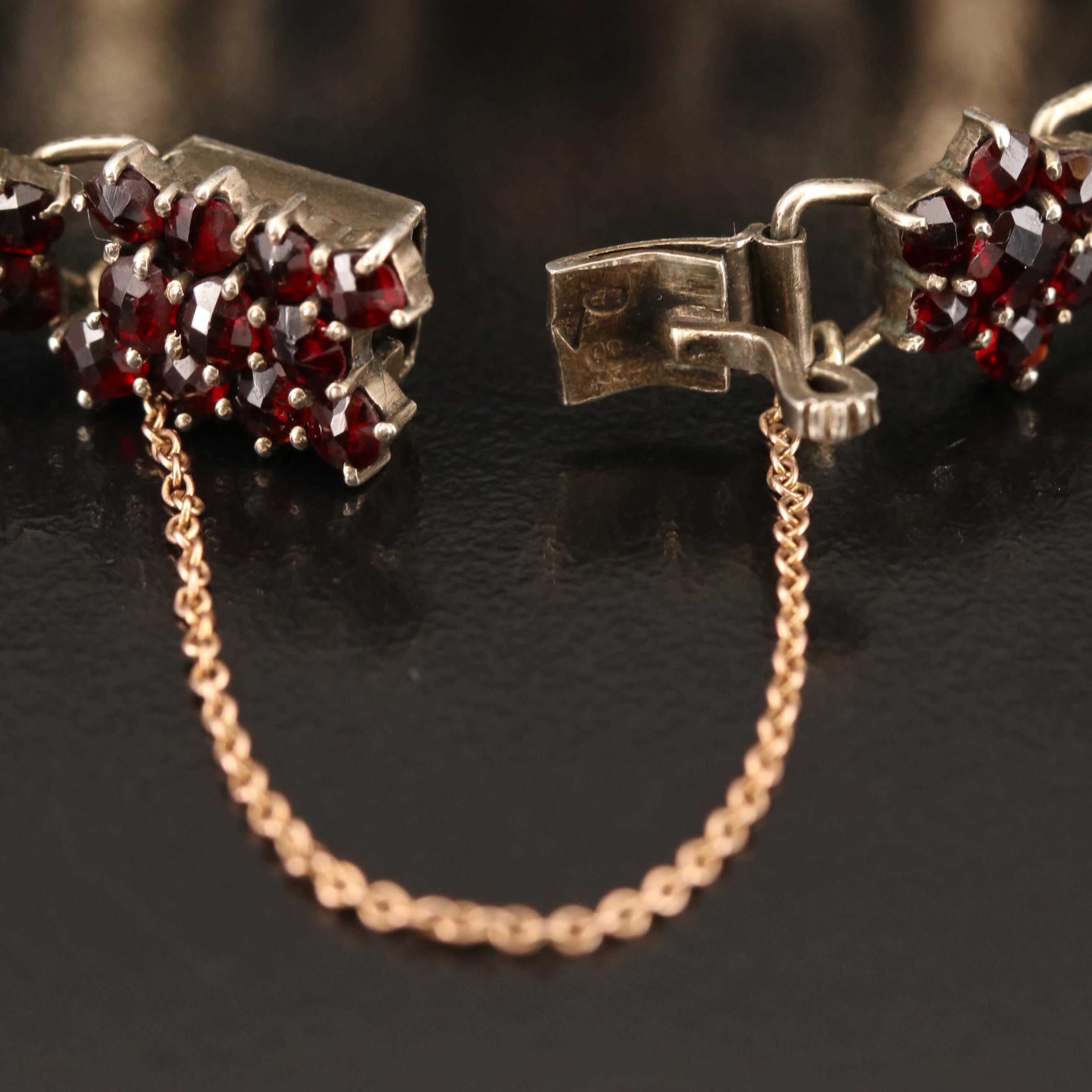 1930s 800 Silver Bohemian Garnet Bracelet