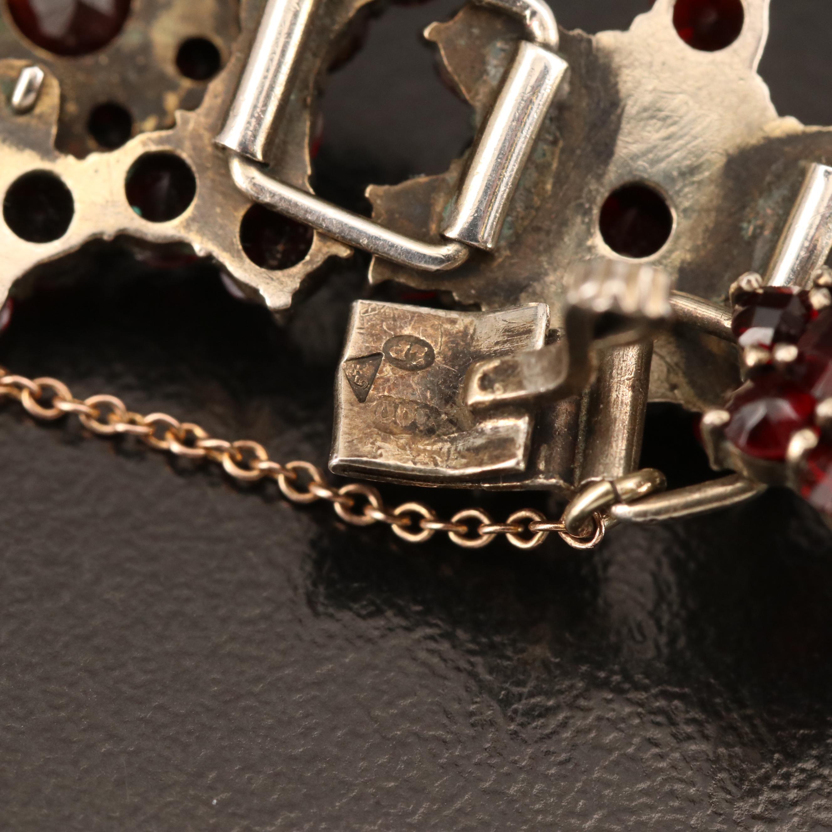 1930s 800 Silver Bohemian Garnet Bracelet