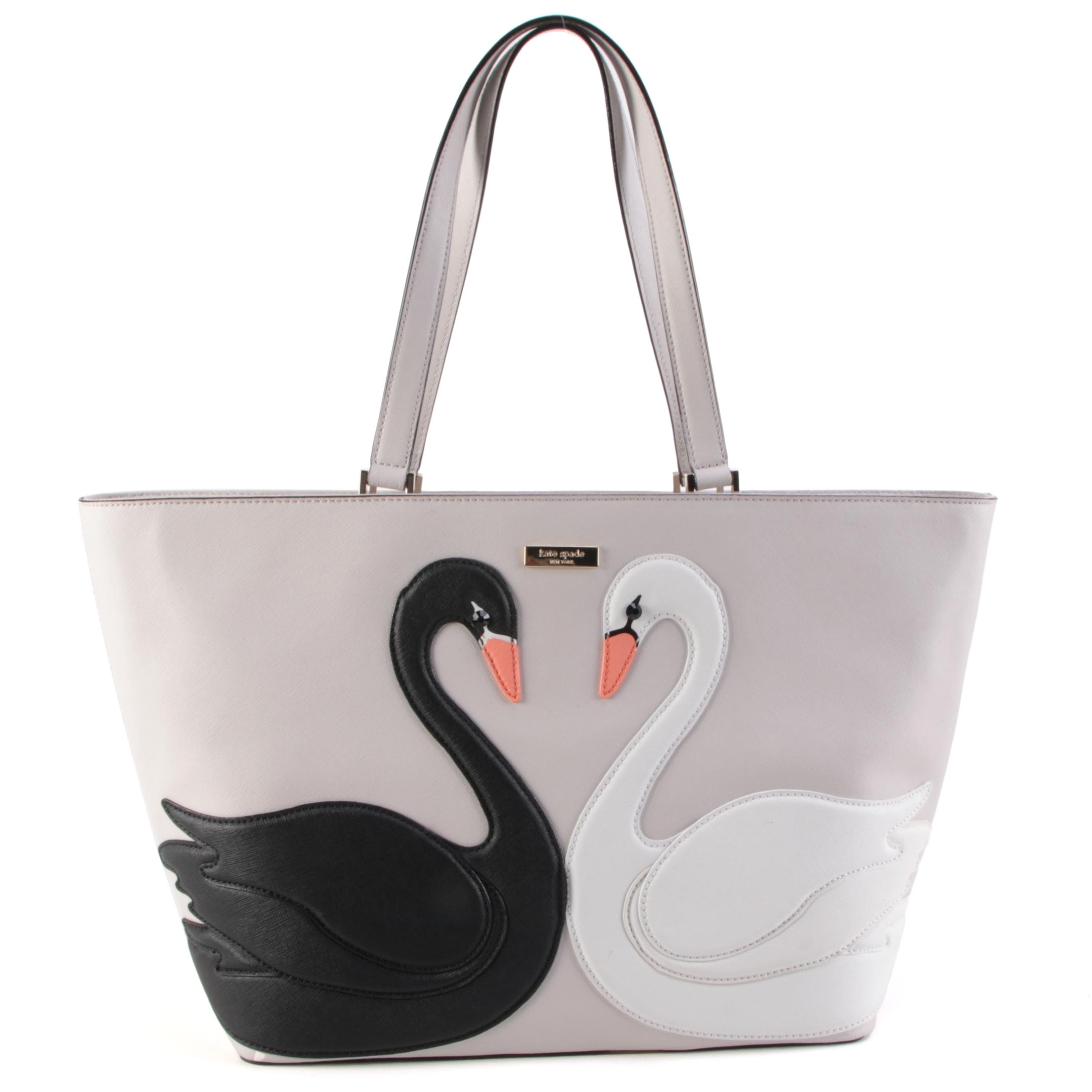 Kate Spade Jules on Pointe Swan Tote with Pom-Pom Portable Tech Charger