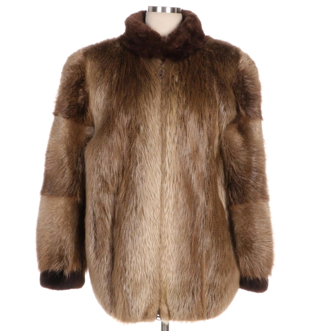Beaver Fur Jacket with Sheared Beaver Fur Trim by John Pavlis for Pavlis Furs