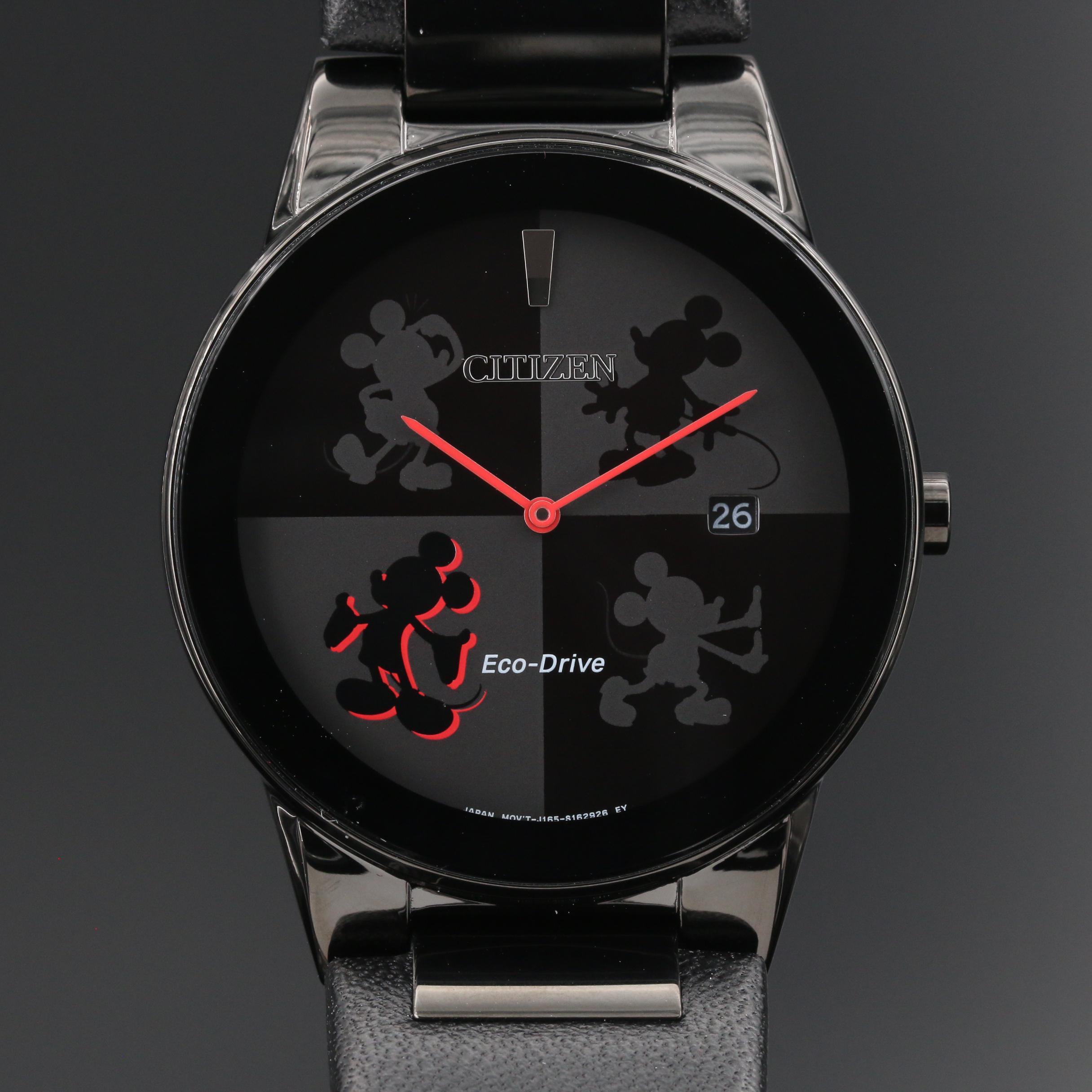 Citizen Eco-Drive Mickey Mouse Black Ion-Plated Watch