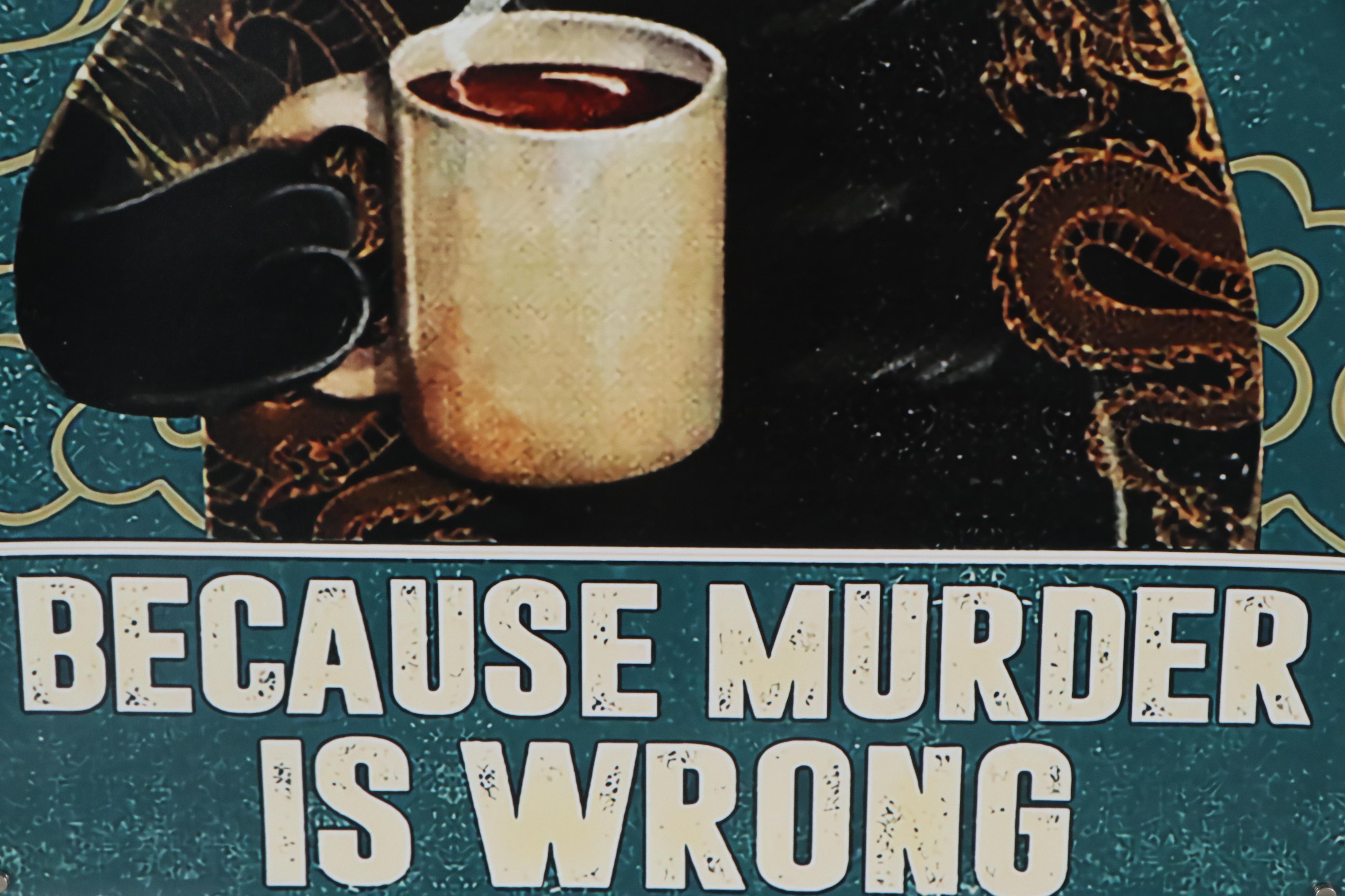 Contemporary Giclée of Cat Drinking Coffee, 21st Century