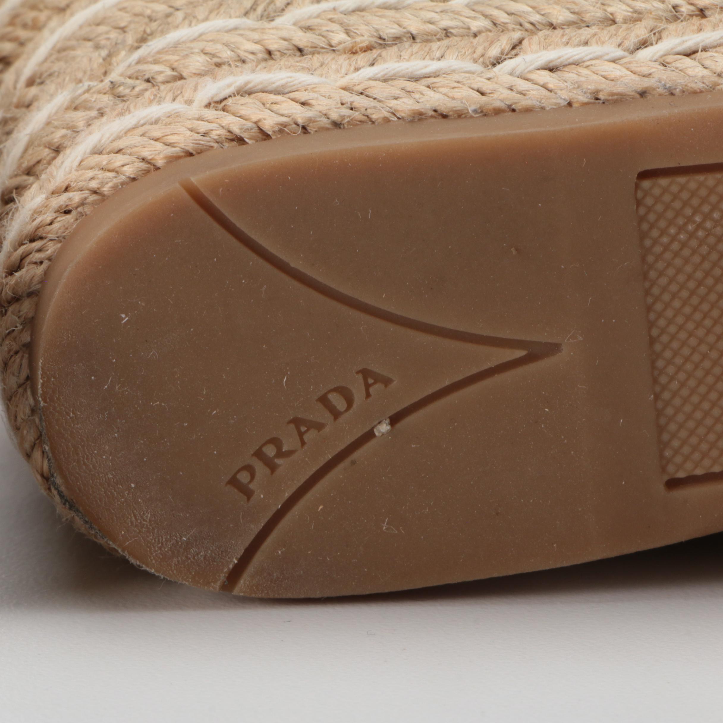 Prada Black Suede Espadrille Mule Wedges with Box