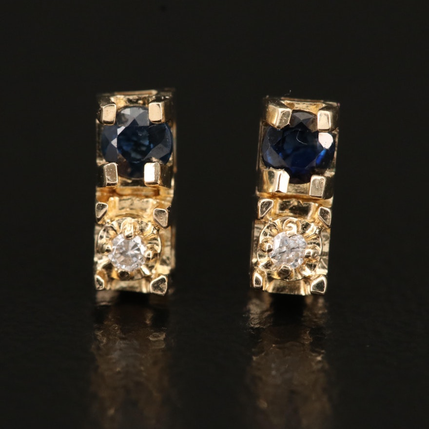 14K Sapphire and Diamond Stud Earrings