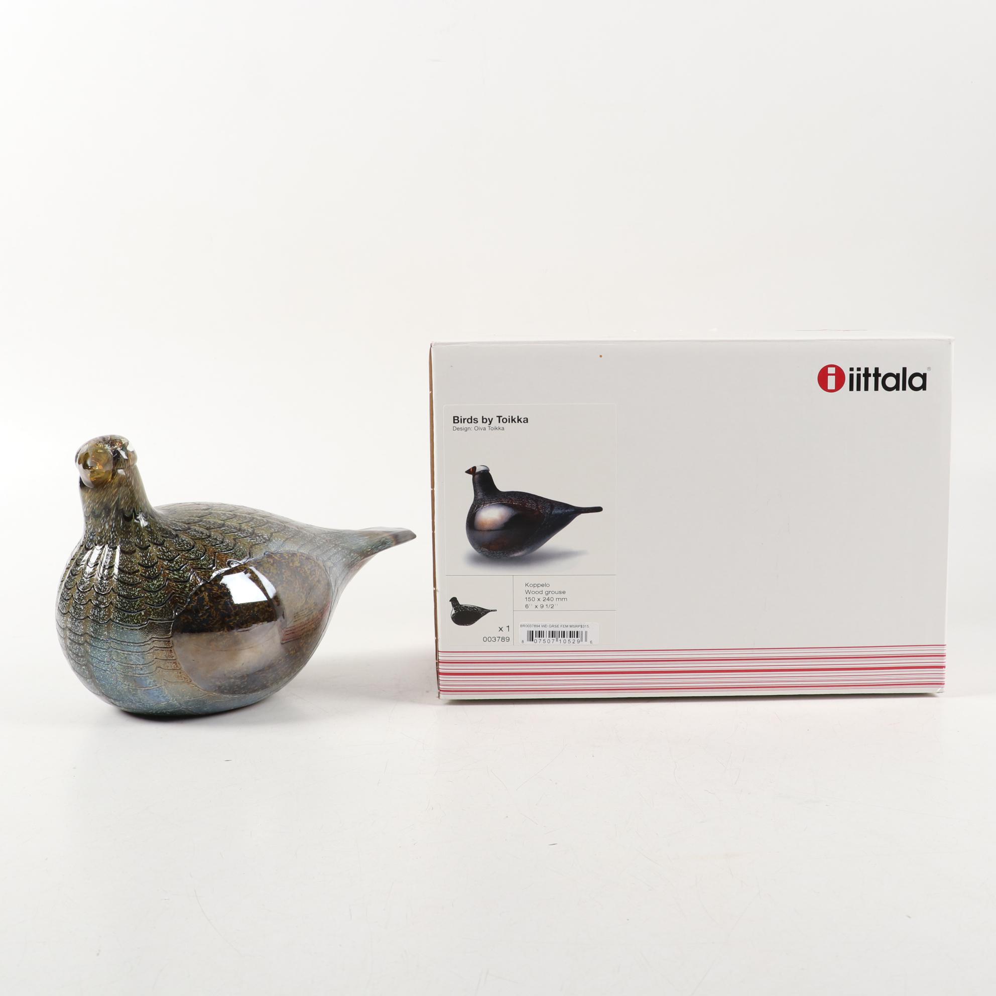 Iittala Oiva Toikka Koppelo Art Glass Wood Grouse Figurine