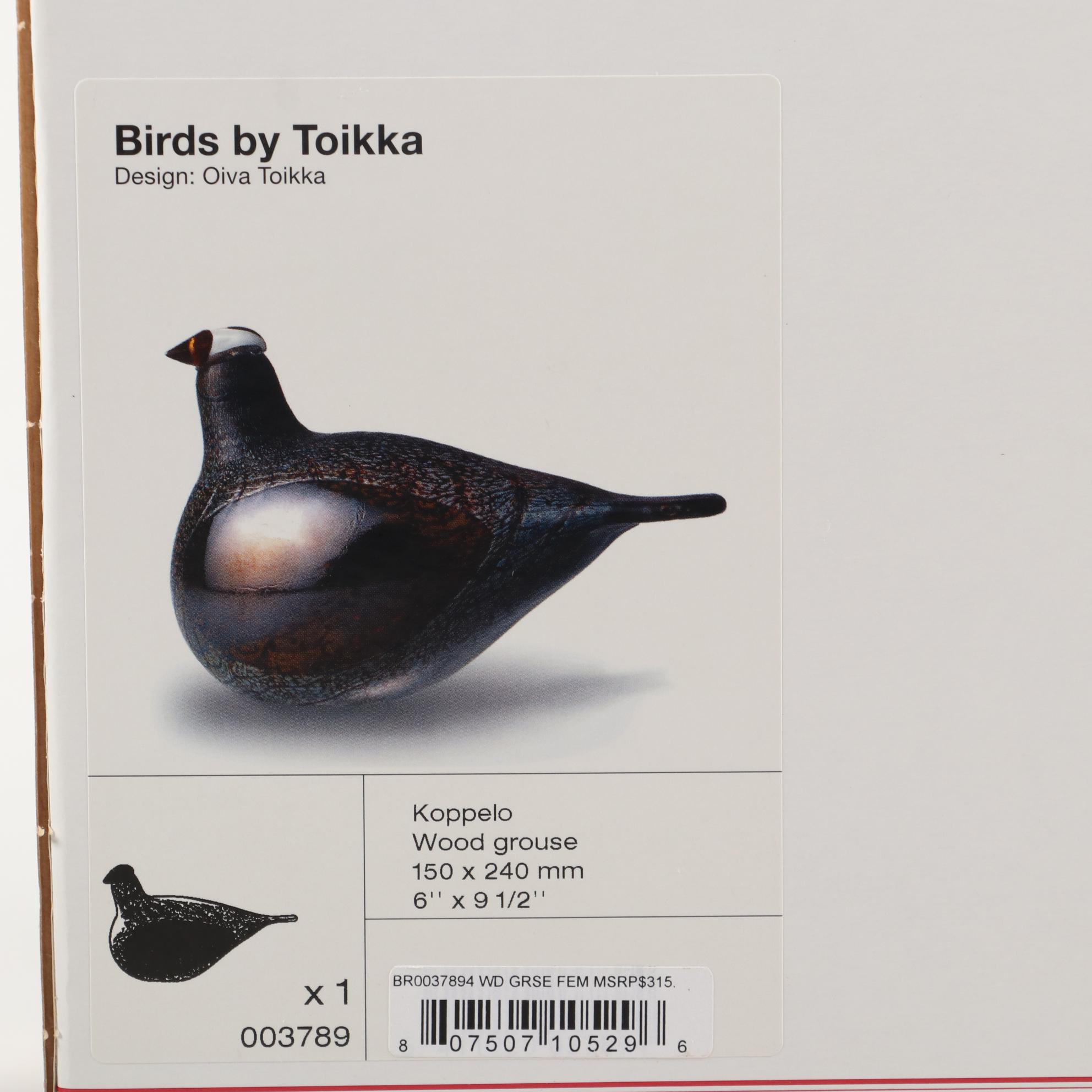 Iittala Oiva Toikka Koppelo Art Glass Wood Grouse Figurine