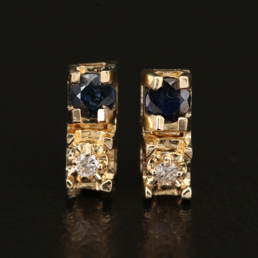 14K Sapphire and Diamond Stud Earrings