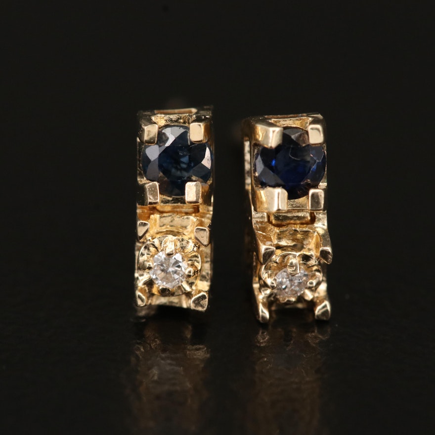 14K Sapphire and Diamond Stud Earrings