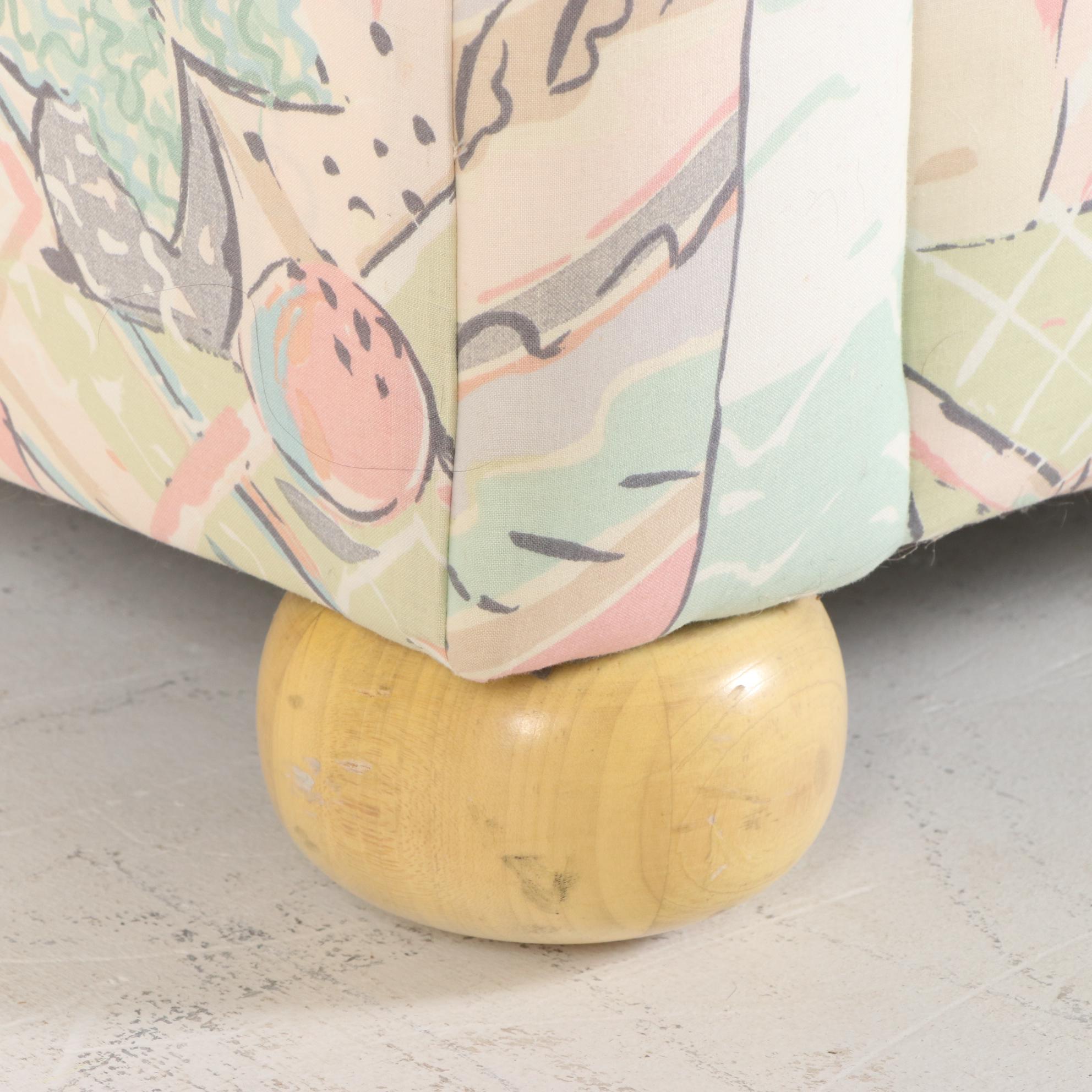 Selig Upholstered Armchair with Ottoman, Late 20th Century