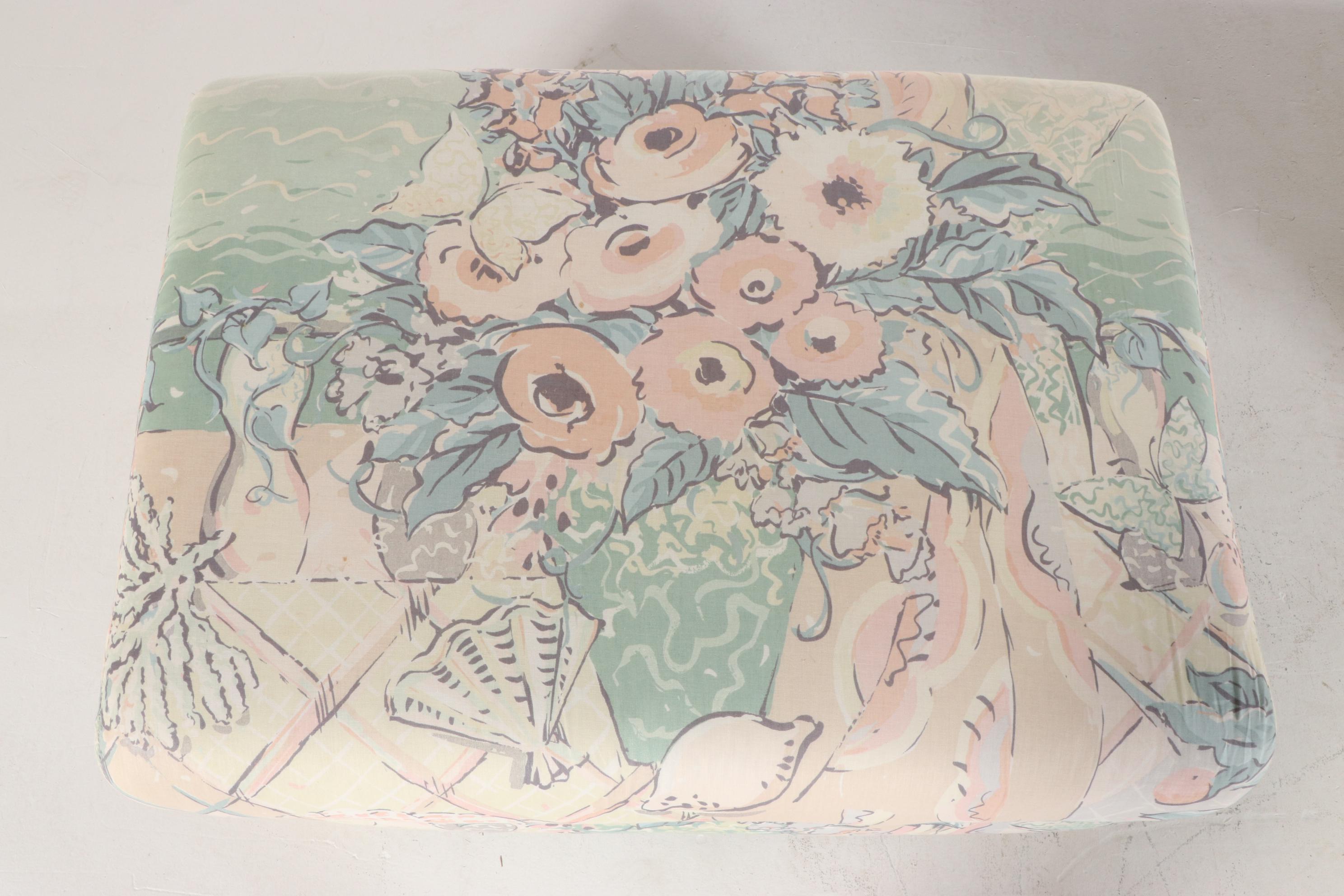 Selig Upholstered Armchair with Ottoman, Late 20th Century