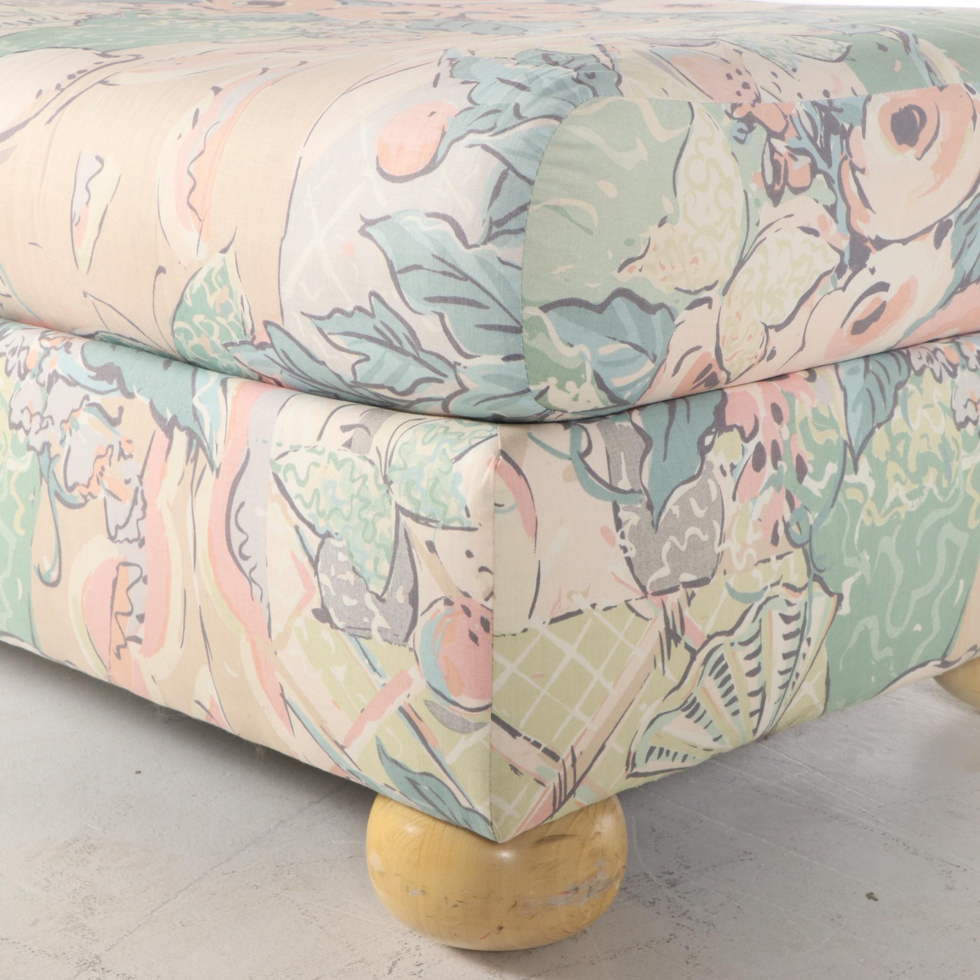 Selig Upholstered Armchair with Ottoman, Late 20th Century