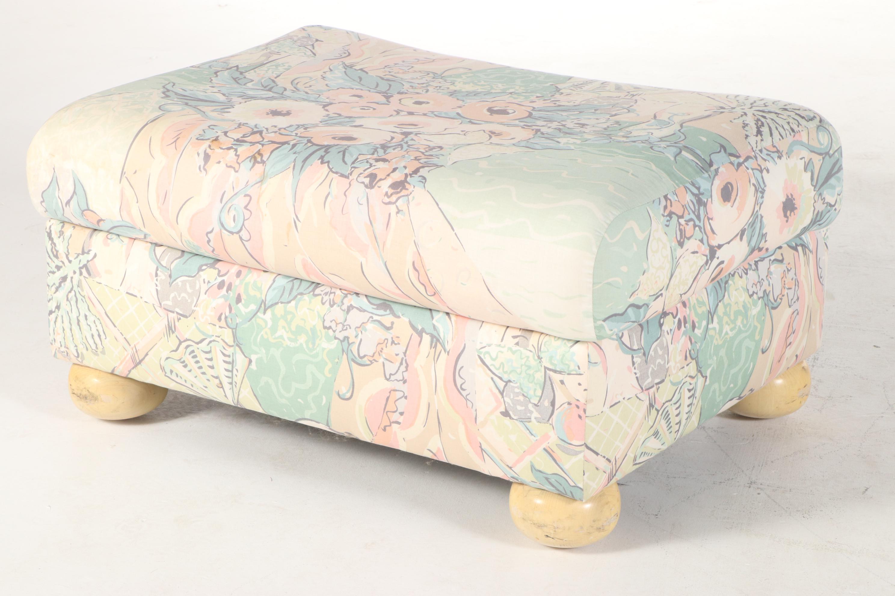 Selig Upholstered Armchair with Ottoman, Late 20th Century