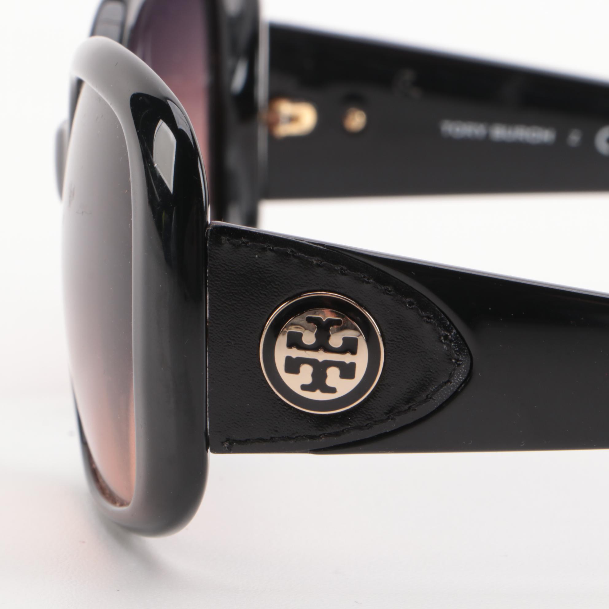 Tory Burch TY9006Q Black Square Sunglasses with Faux Tortoise Case