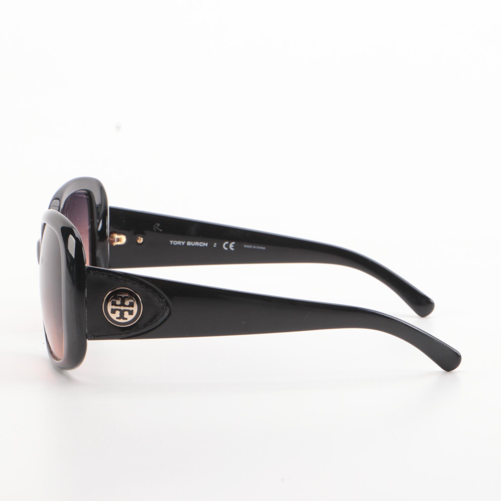 Tory Burch TY9006Q Black Square Sunglasses with Faux Tortoise Case