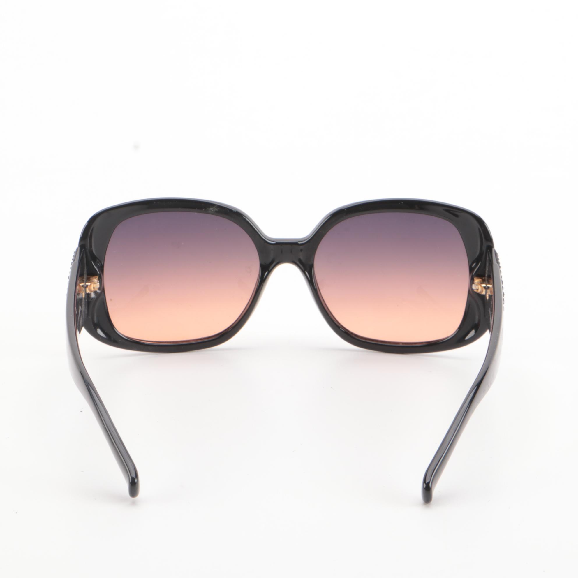 Tory Burch TY9006Q Black Square Sunglasses with Faux Tortoise Case