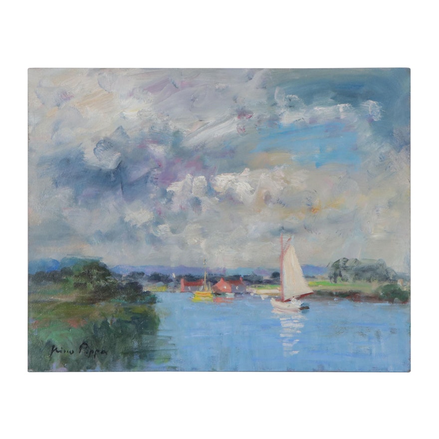 Nino Pippa Oil Painting "Provence - Sailboats on the Rhone"