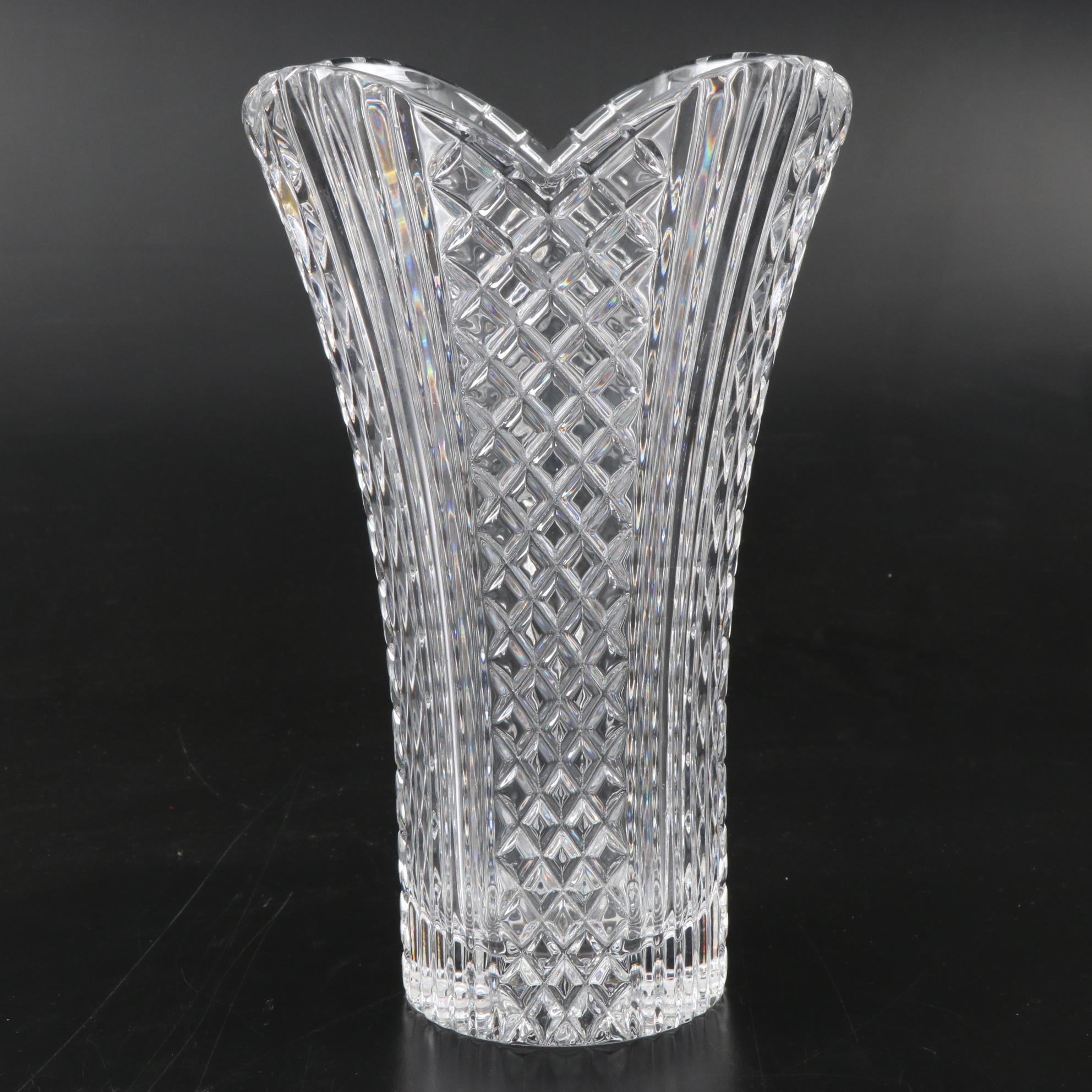 Royal Gallery Collections Lead Crystal Shelby Vase and Other Cut Glass Tableware