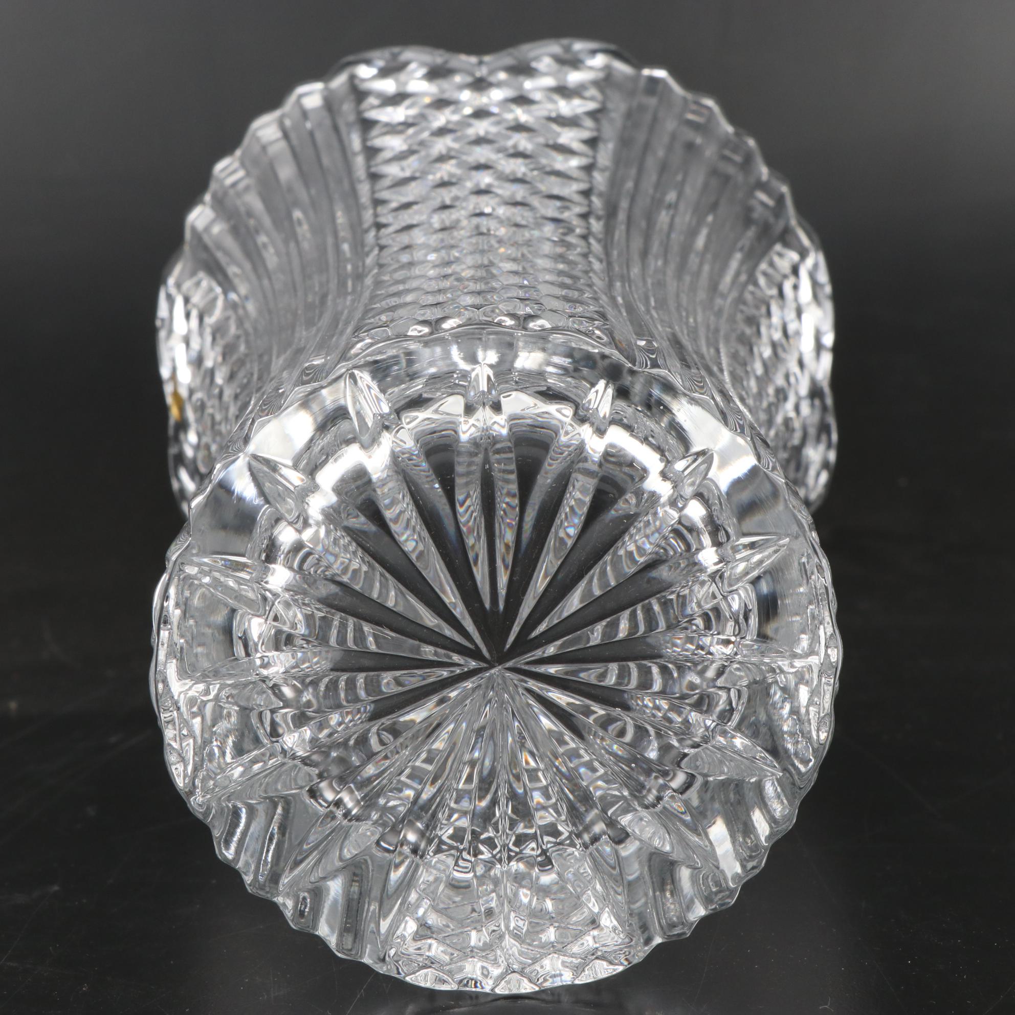 Royal Gallery Collections Lead Crystal Shelby Vase and Other Cut Glass Tableware
