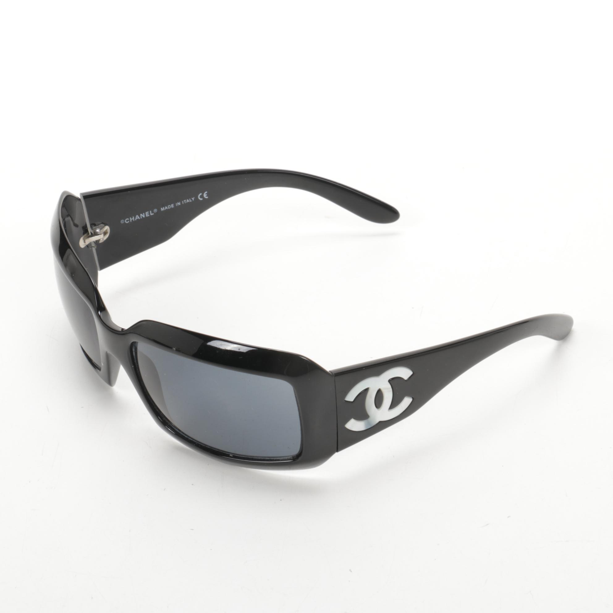 Chanel 5076-H CC Mother-of-Pearl Sunglasses in Black