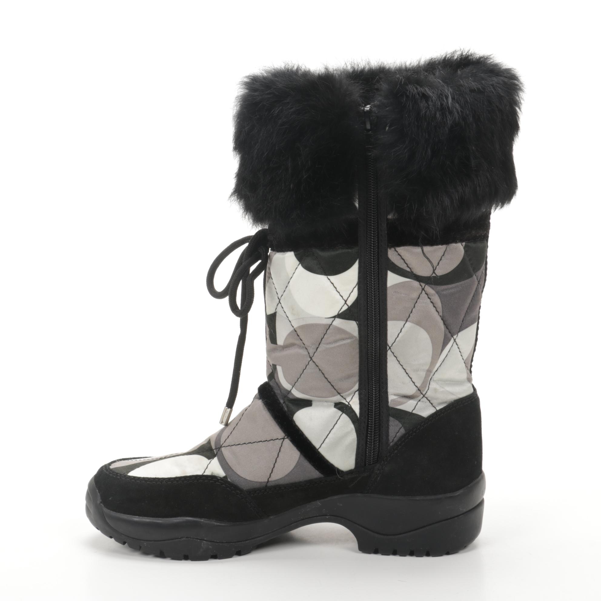 Coach Sasha Fur Trim and Suede Snow Boots