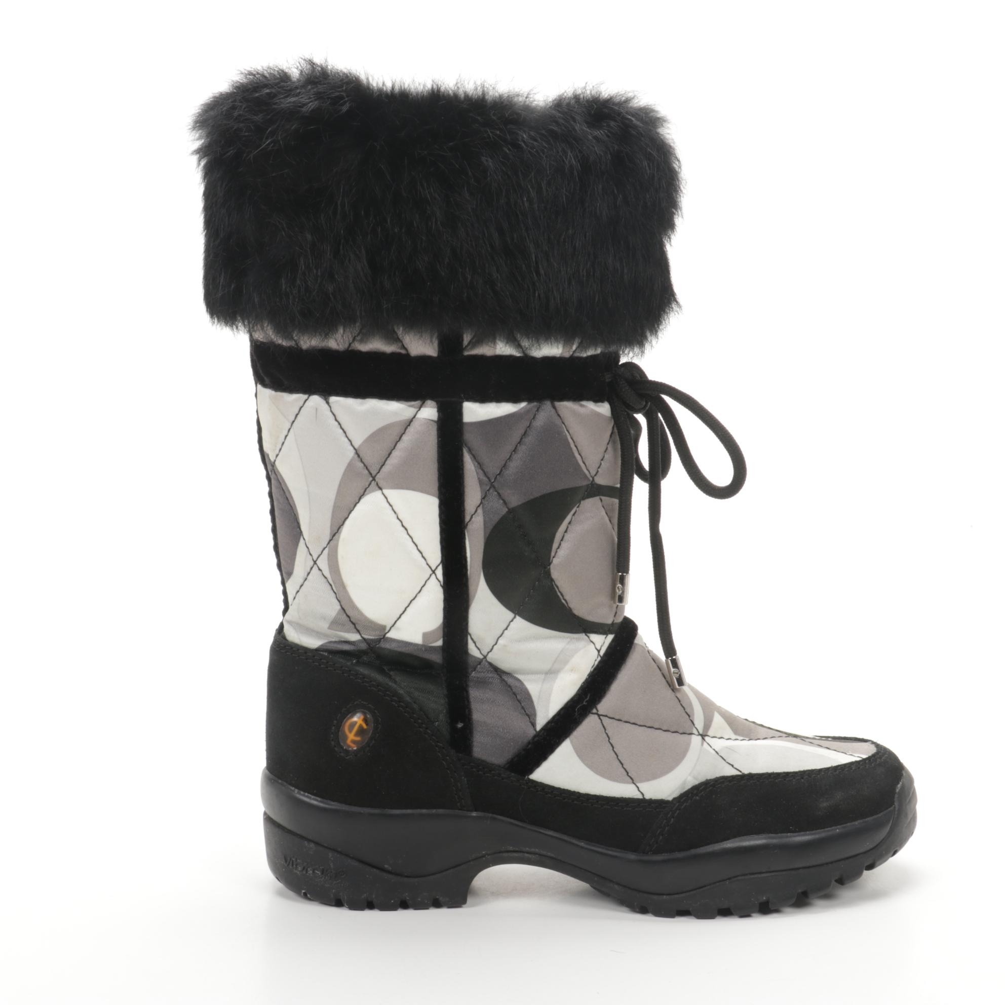 Coach Sasha Fur Trim and Suede Snow Boots