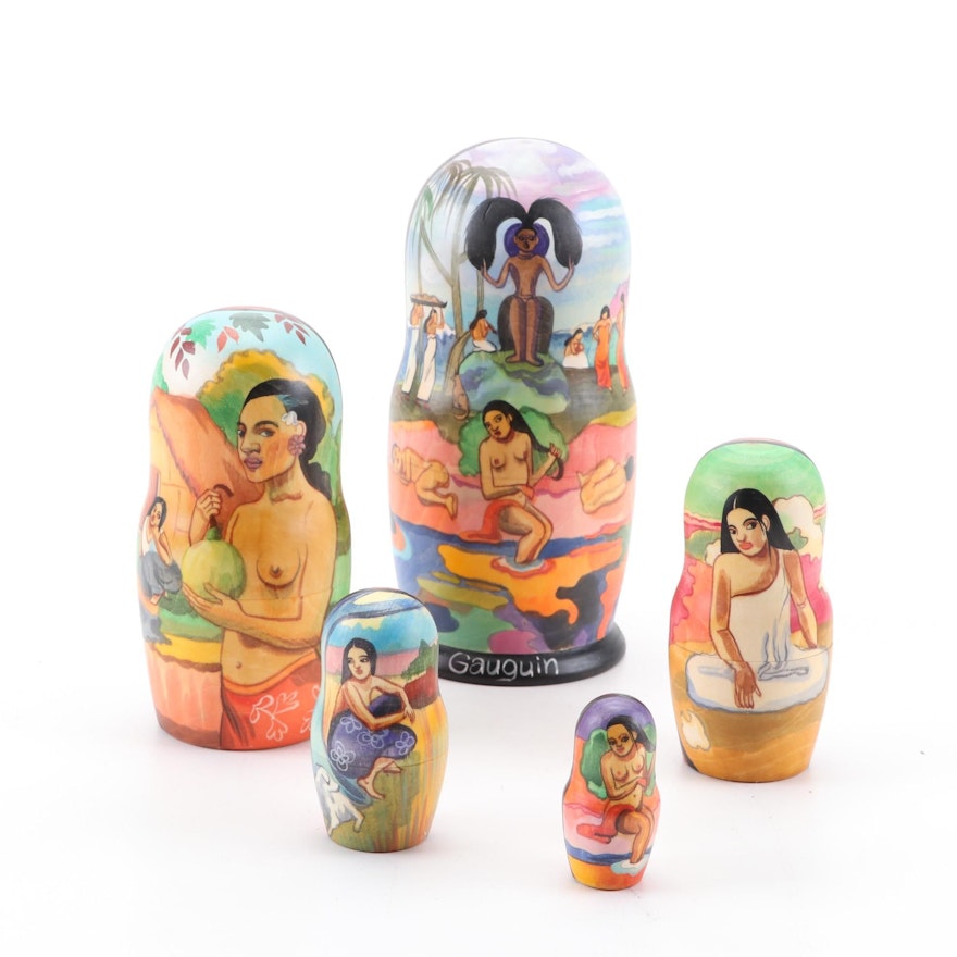 Paul Gauguin "Day of the God" Inspired Russian Matryoshka Style Nesting Dolls