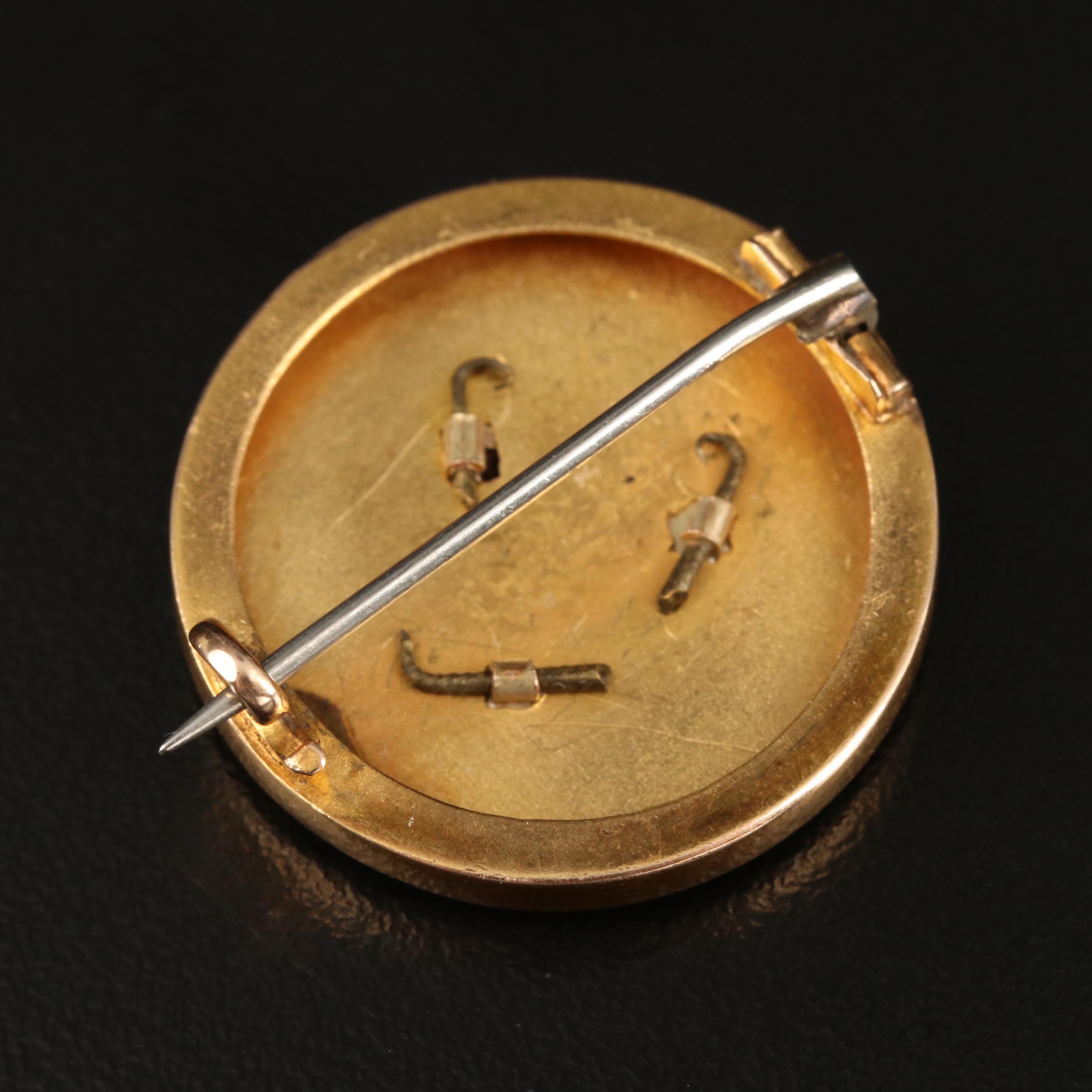 Mid-Victorian 14K Spinel and Pearl Floral Mourning Brooch