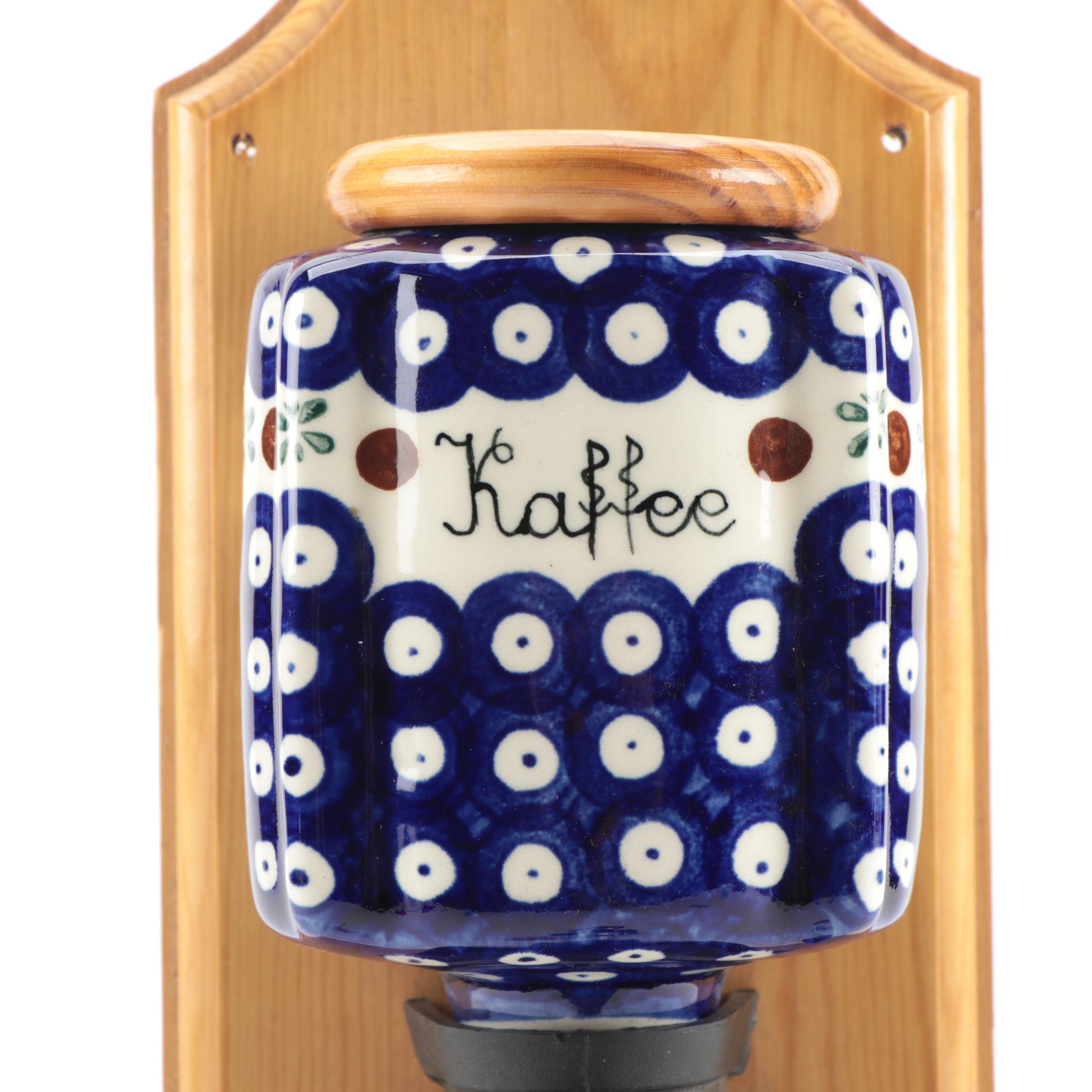 German Ceramic Wall-Mounted "Kaffee" Coffee Grinder