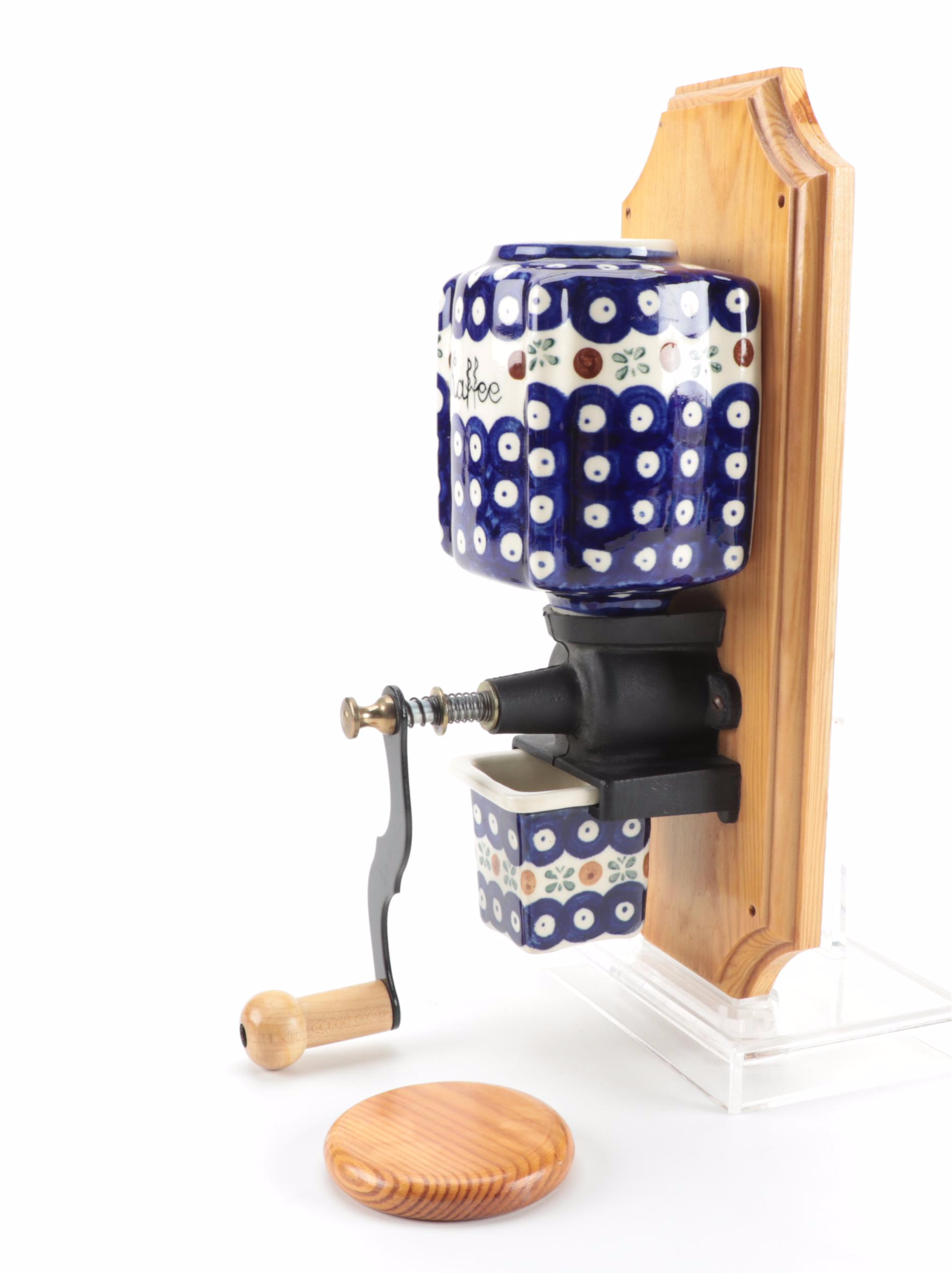 German Ceramic Wall-Mounted "Kaffee" Coffee Grinder