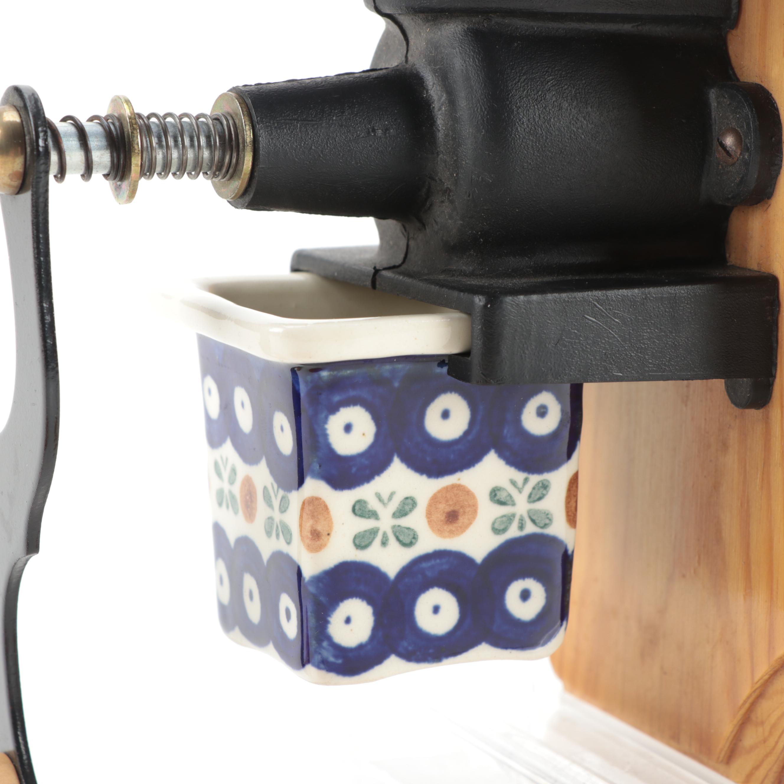 German Ceramic Wall-Mounted "Kaffee" Coffee Grinder