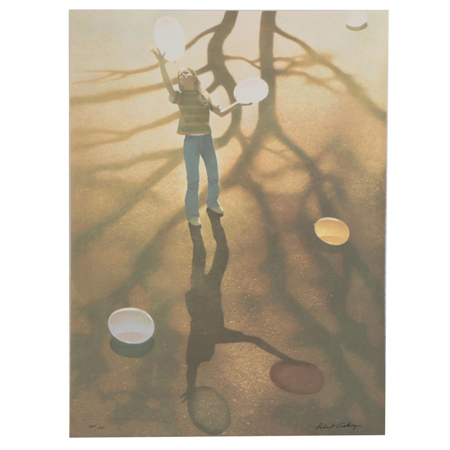 Robert Vickrey Serigraph "Balloon Dance," circa 1980