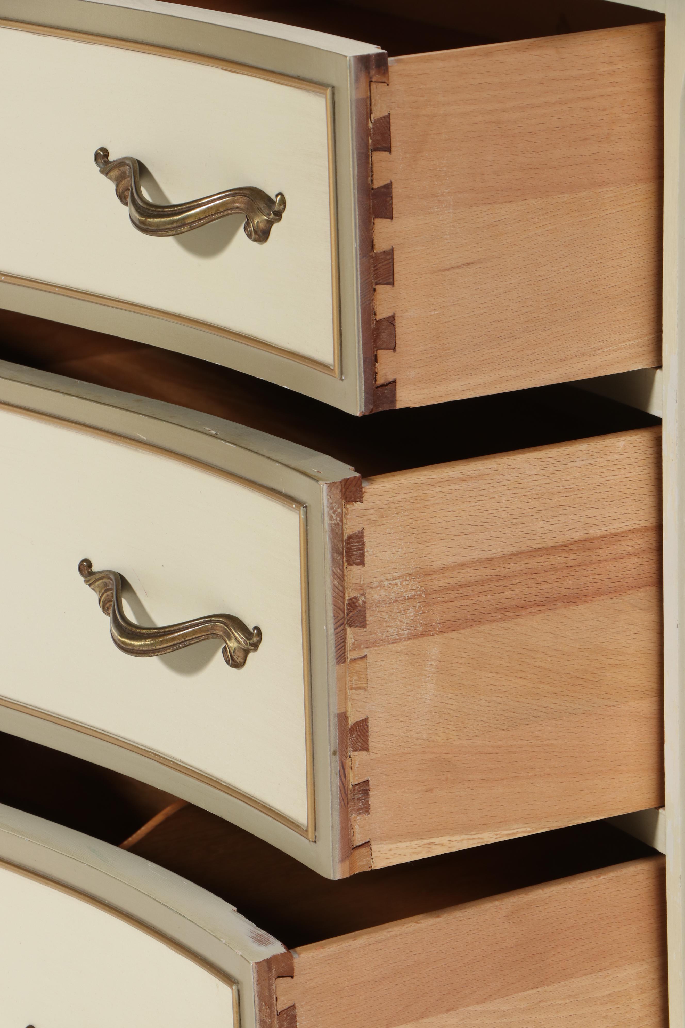 Drexel "Touraine" Louis XV Style Cream-Painted and Parcel-Gilt Five-Drawer Chest