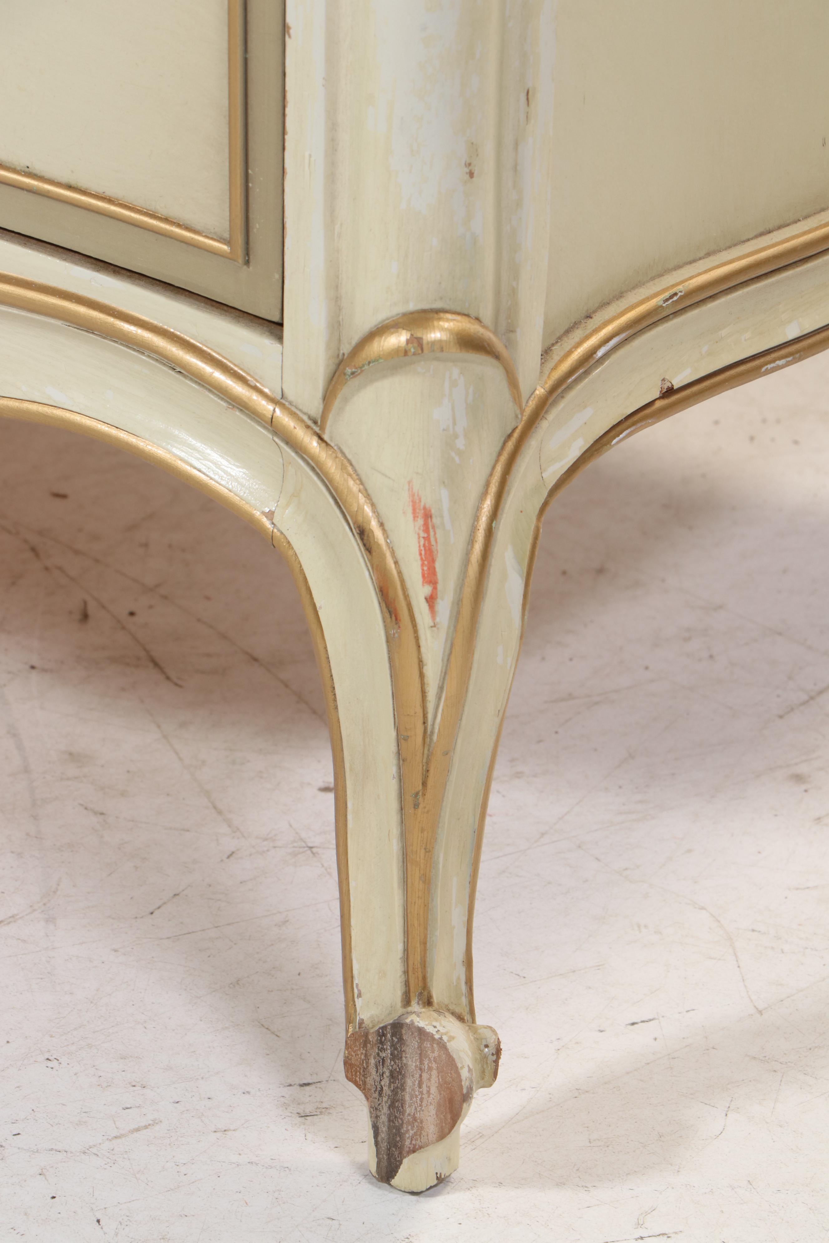 Drexel "Touraine" Louis XV Style Cream-Painted and Parcel-Gilt Five-Drawer Chest