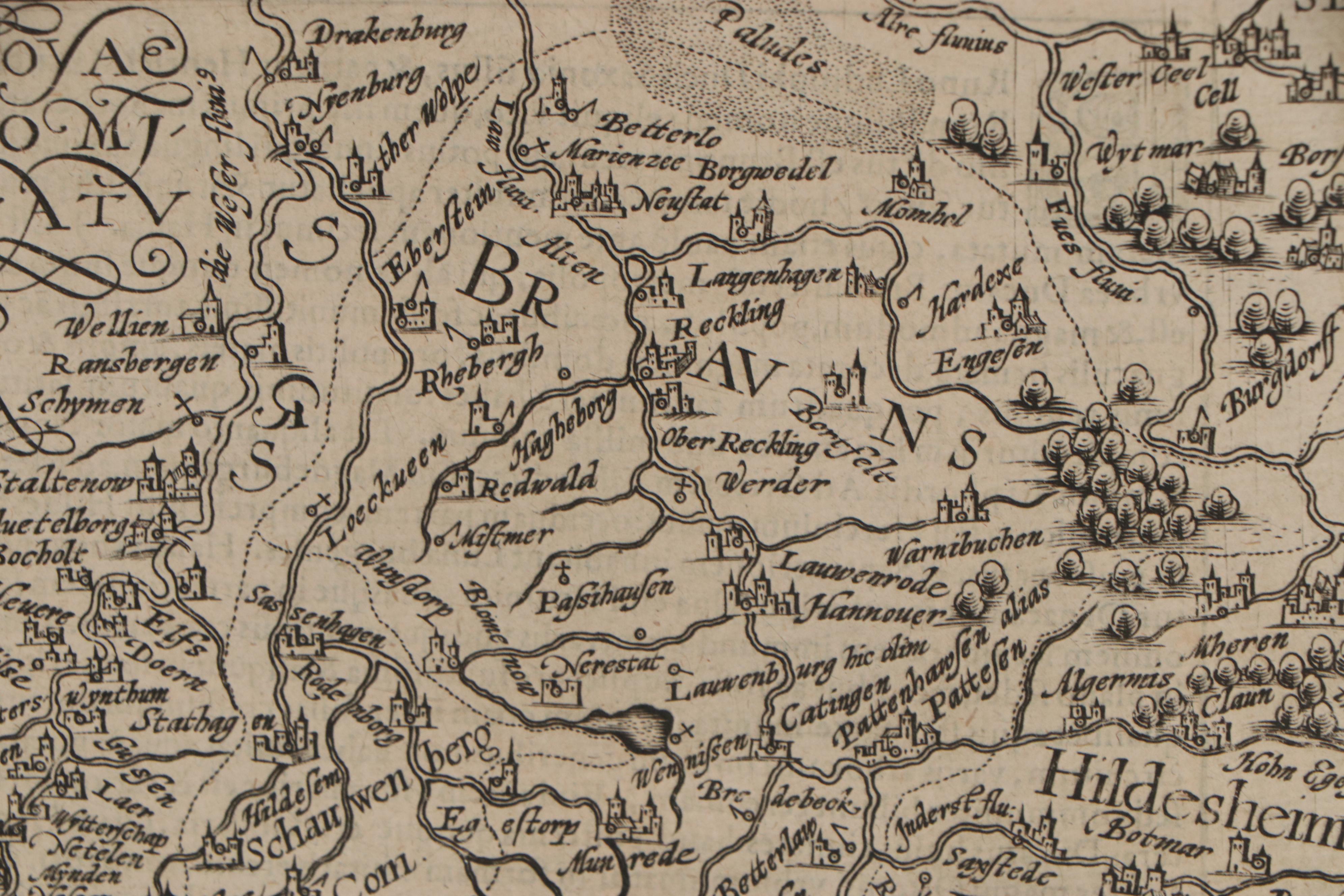 Matthias Quad Engraving Map of Central Germany, 1596