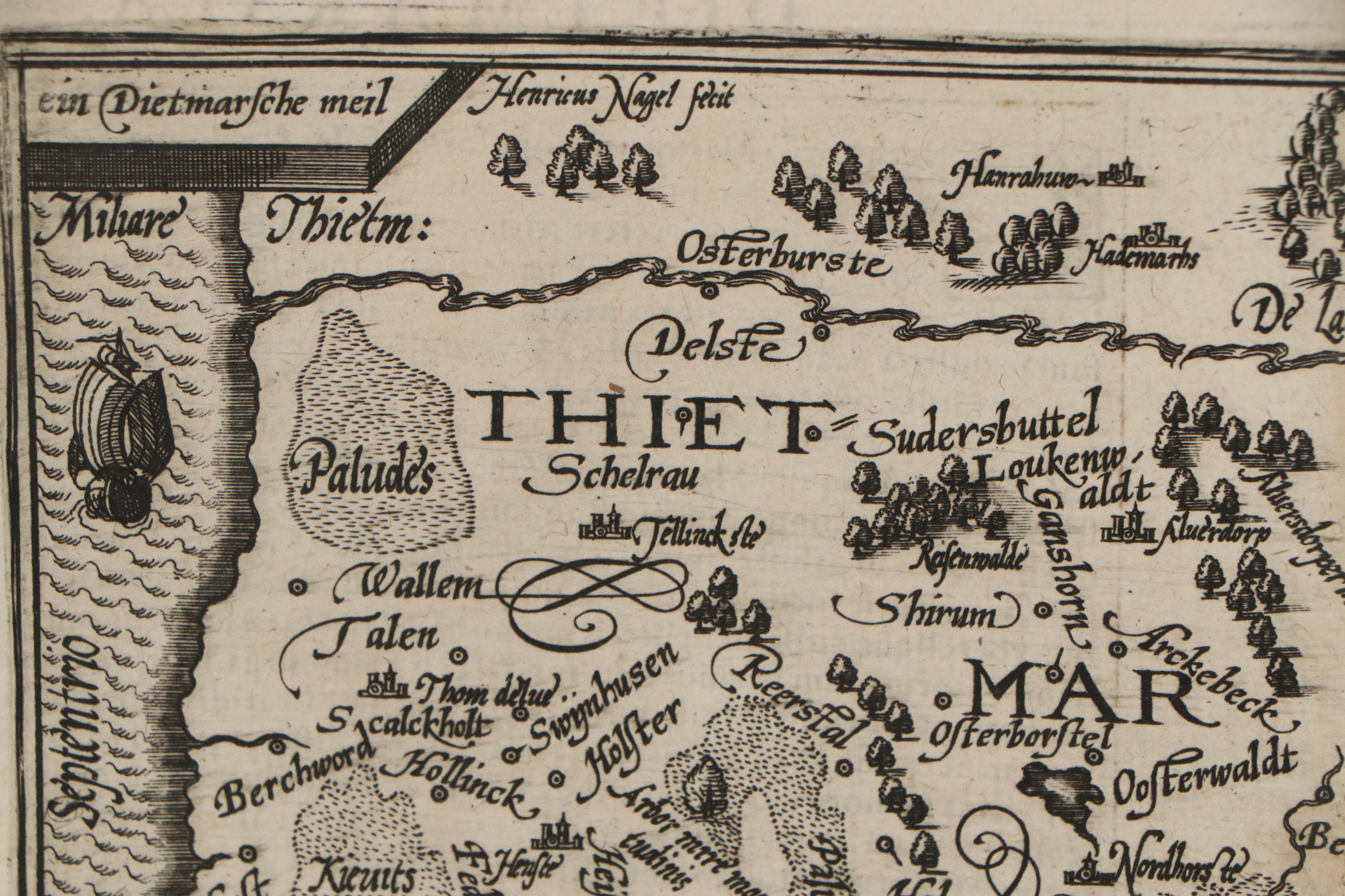 Matthias Quad Engraving Map of Denmark, 1596