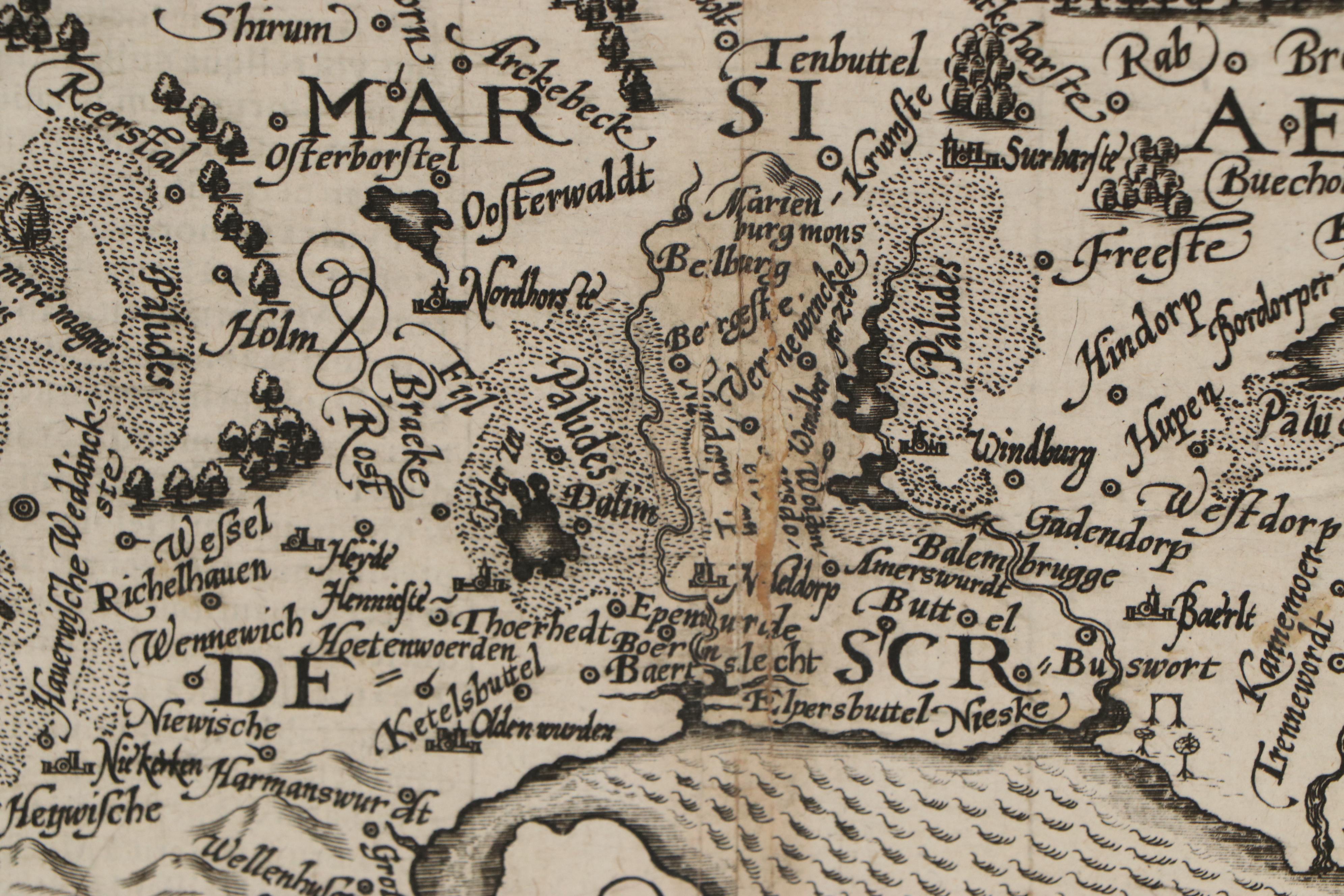 Matthias Quad Engraving Map of Denmark, 1596