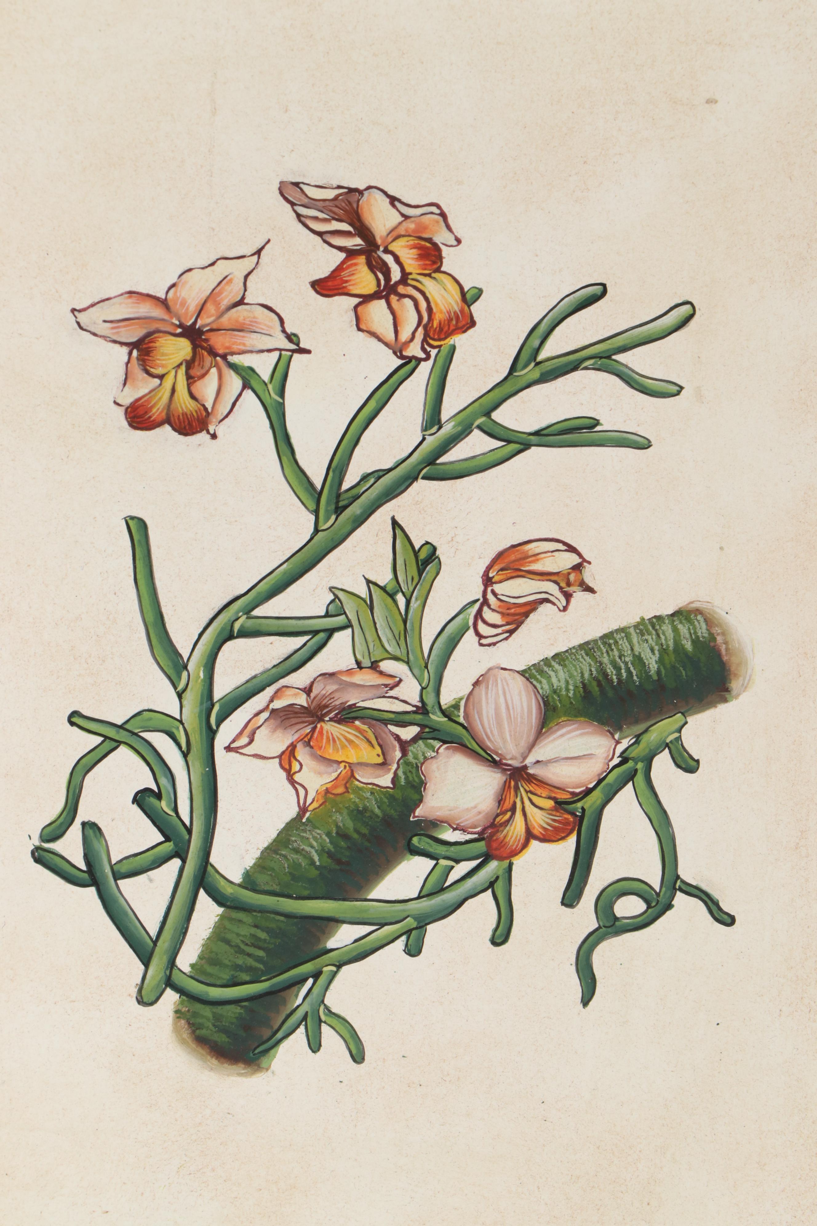 Floral-Decorated Four-Panel Folding Screen