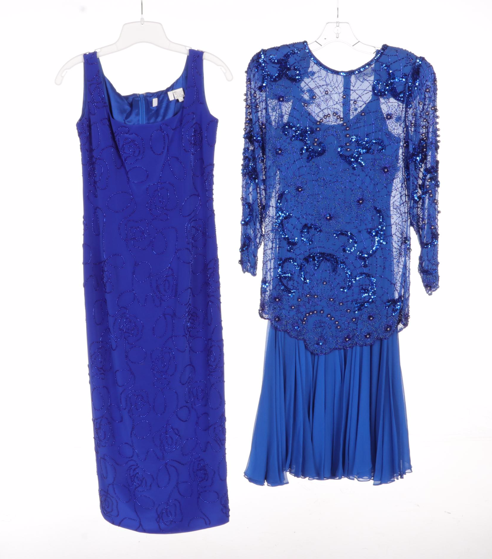 Lillie Rubin and Other Silk Embellished Evening Dresses with Oleg Cassini Shirt