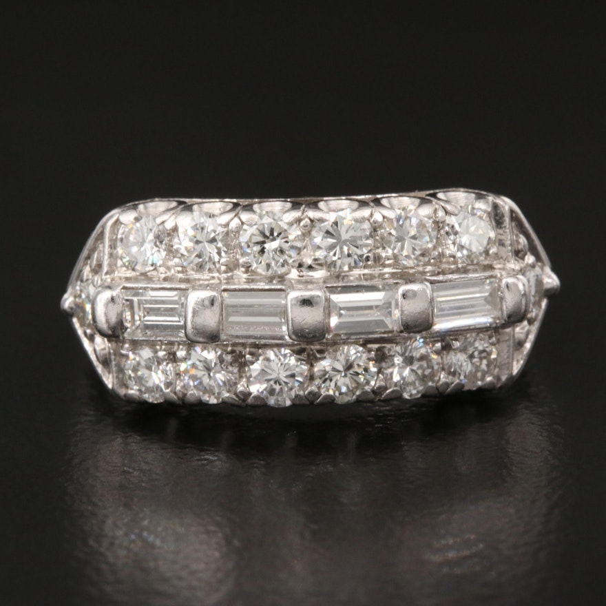 Vintage Platinum and 14K 1.13 CTW Diamond Ring