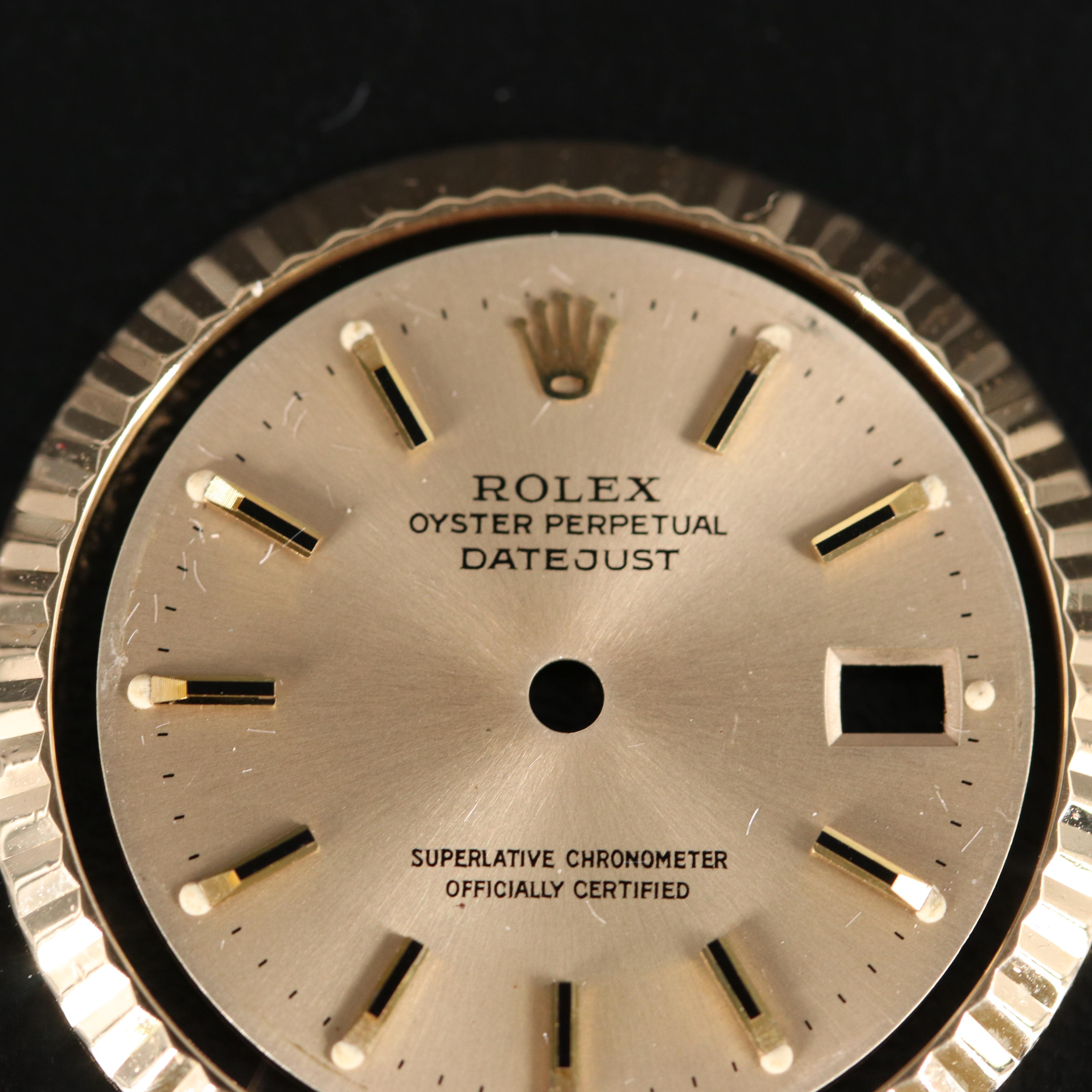 Vintage Rolex Datejust Champagne Dial with 18K Yellow Gold Fluted Bezel