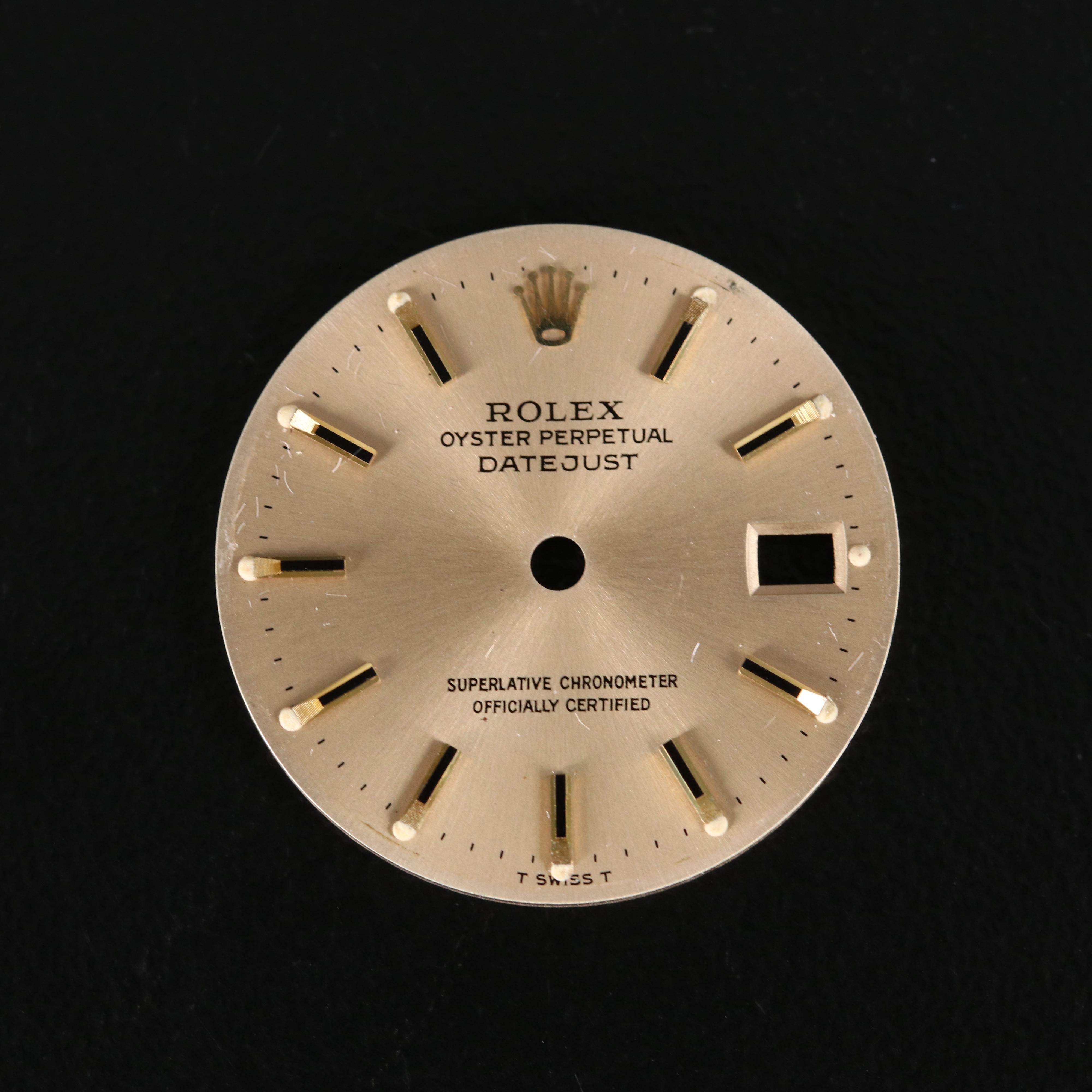 Vintage Rolex Datejust Champagne Dial with 18K Yellow Gold Fluted Bezel