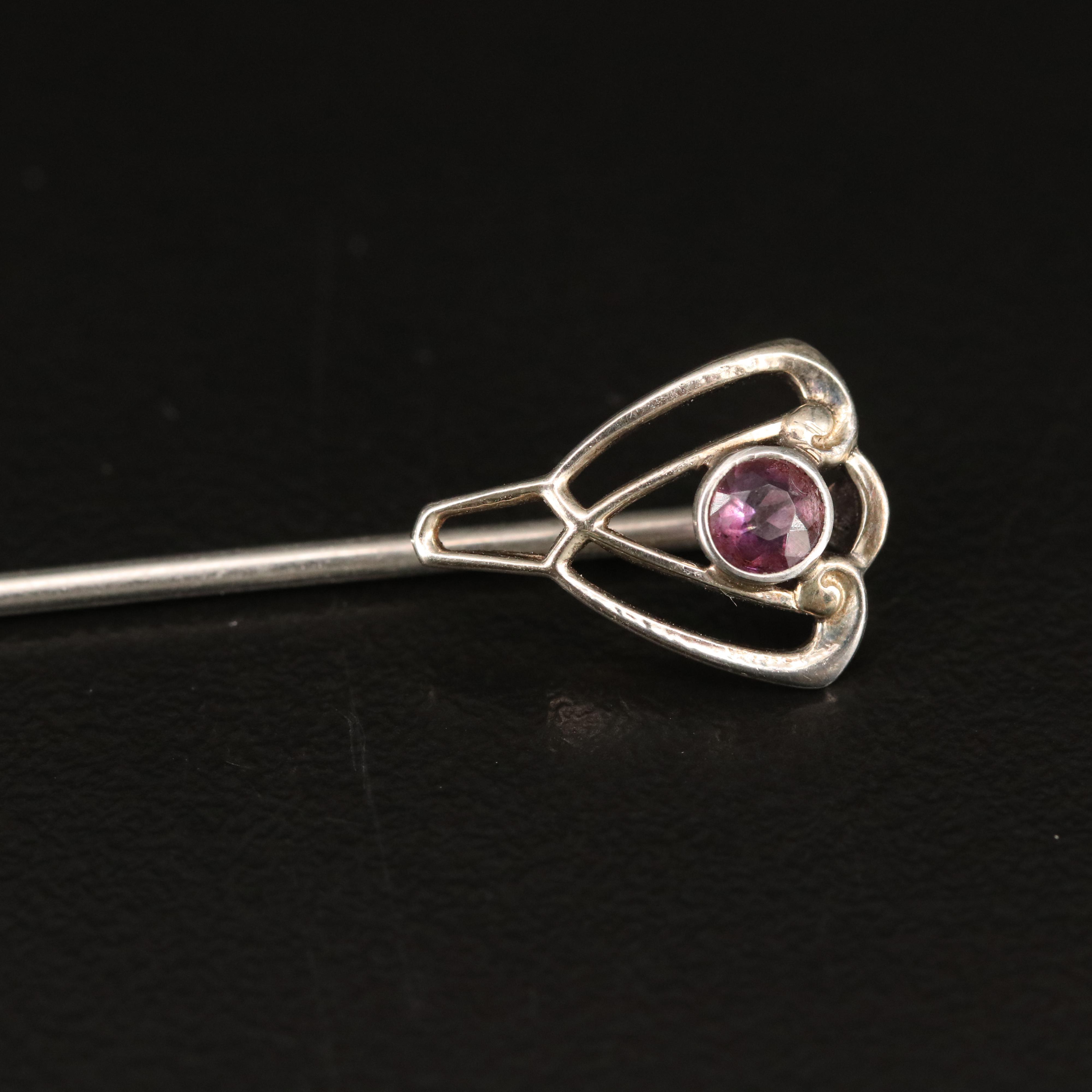 Vintage Jewelry Selection Featuring Krementz Amethyst Stick Pin