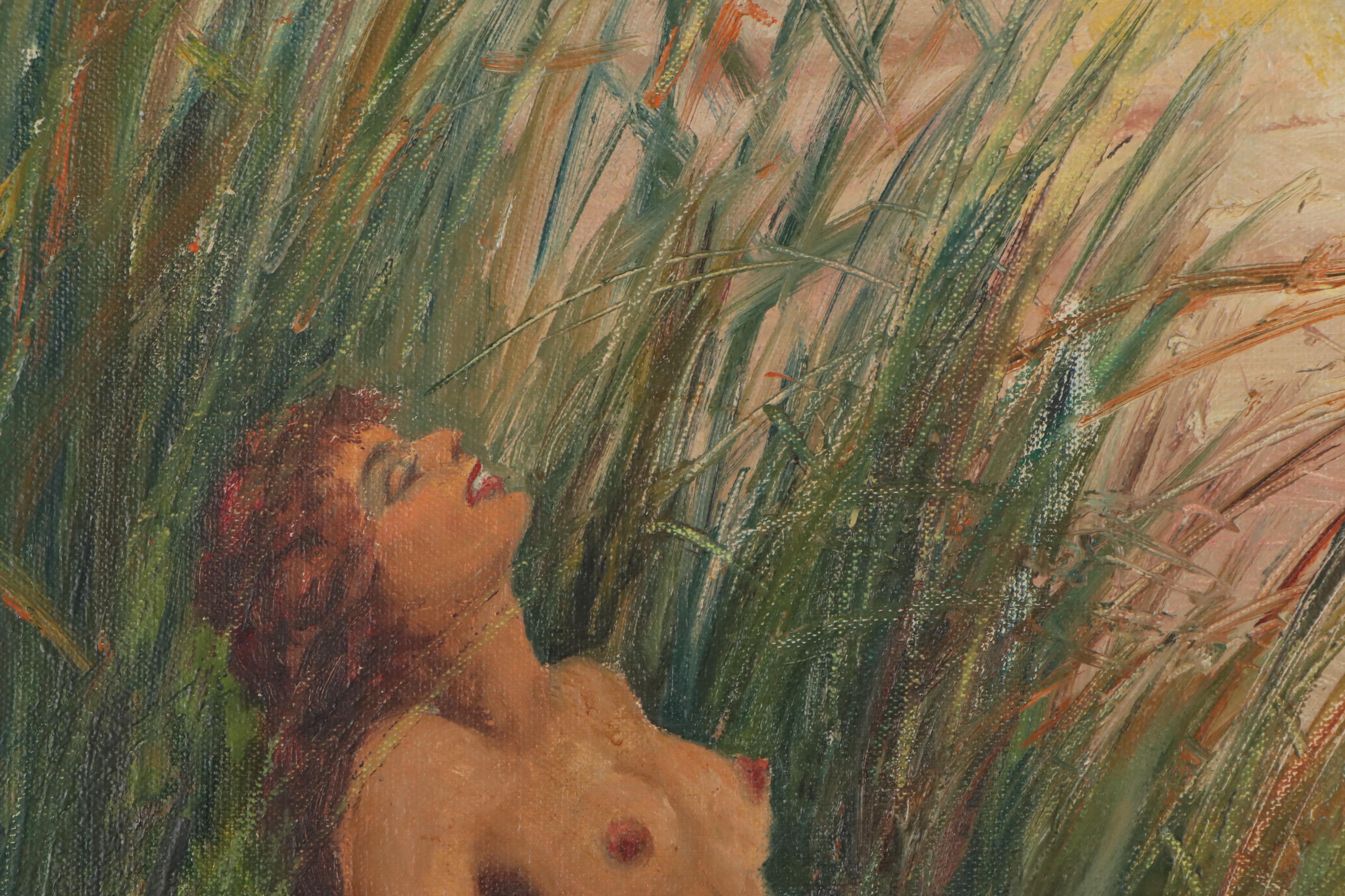 Sten Ekendahl Oil Painting of Reclining Nude, Mid-20th Century