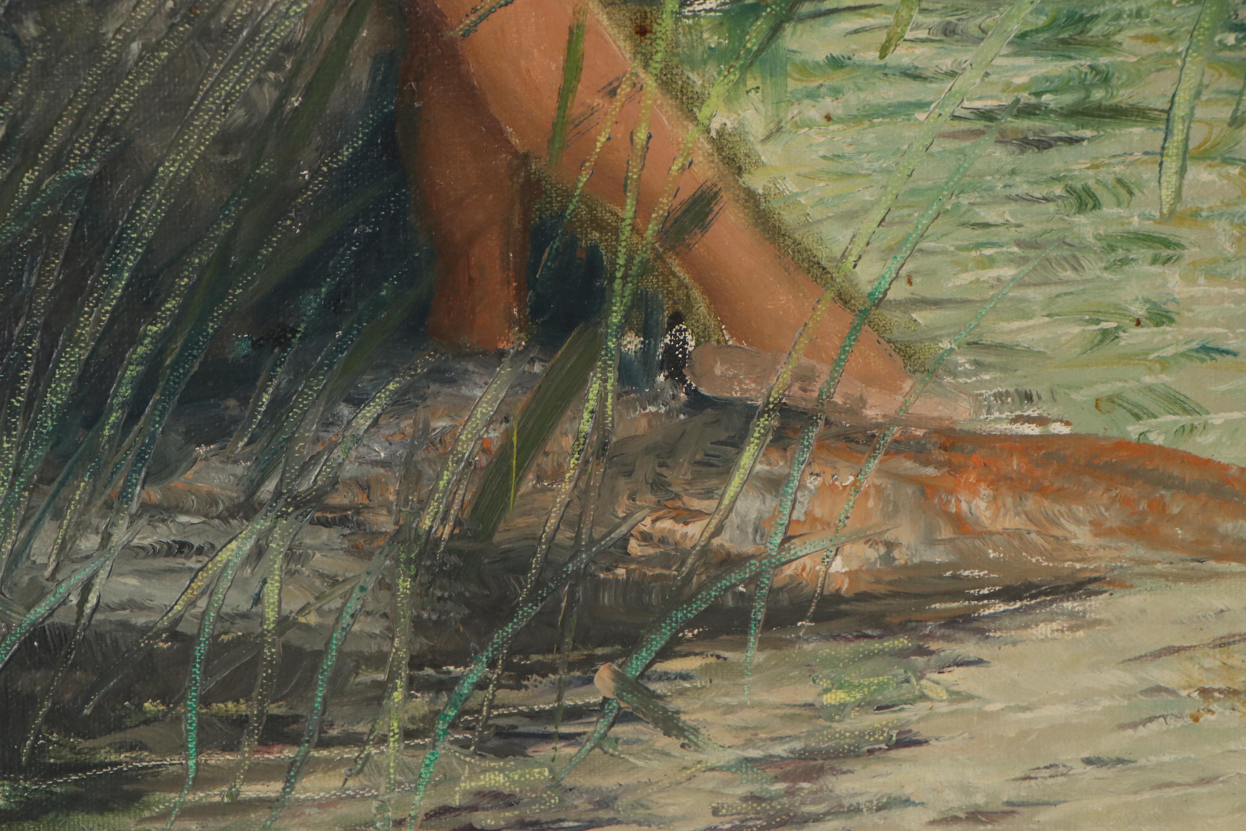 Sten Ekendahl Oil Painting of Reclining Nude, Mid-20th Century